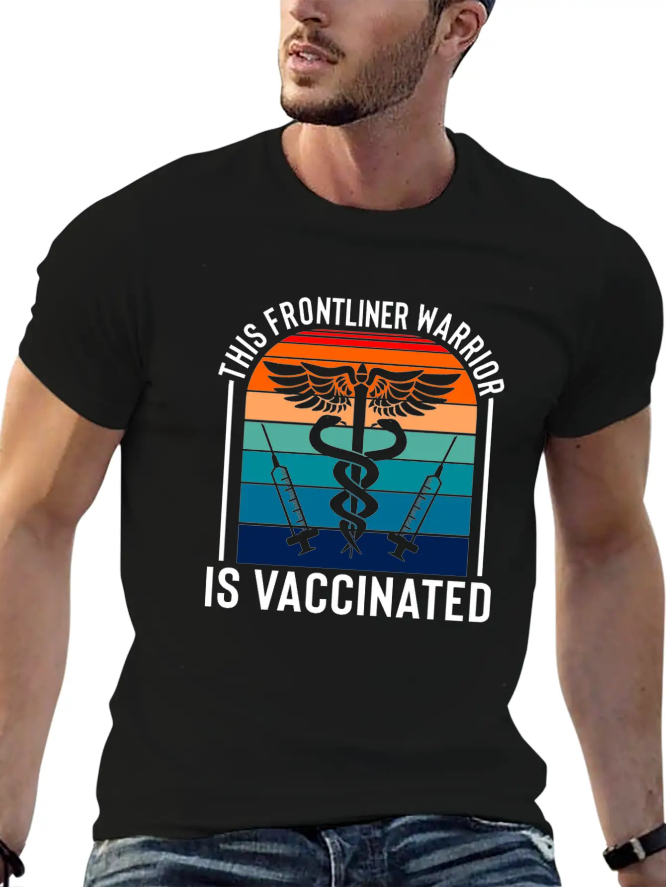This Frontliner Warrior Is Vaccinated Nurse Frontl Modern Fit Casual T-Shirt – Clean And Versatile Design