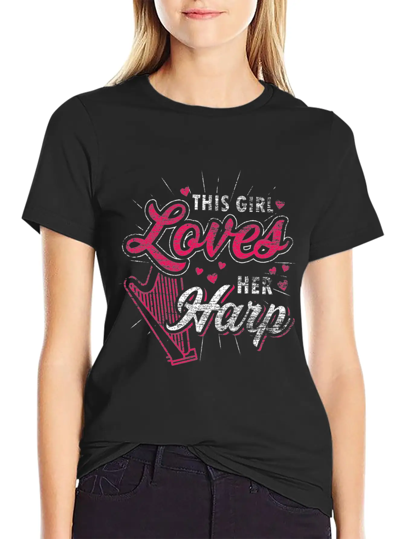 This Girl Loves Her Harp Unisex Casual T-Shirt – Clean Design For Daily Comfort