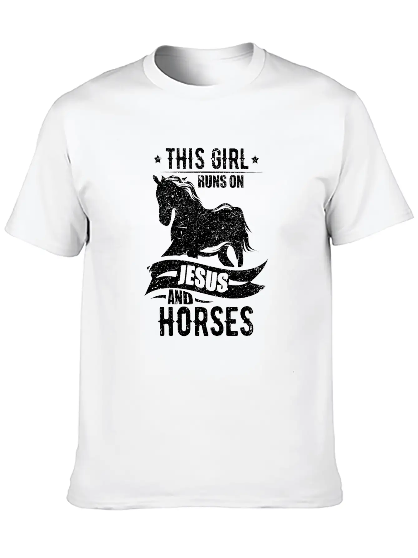 This Girl Runs On Jesus And Horses Lightweight Cotton T-Shirt – Daily Comfort Graphic Shirt