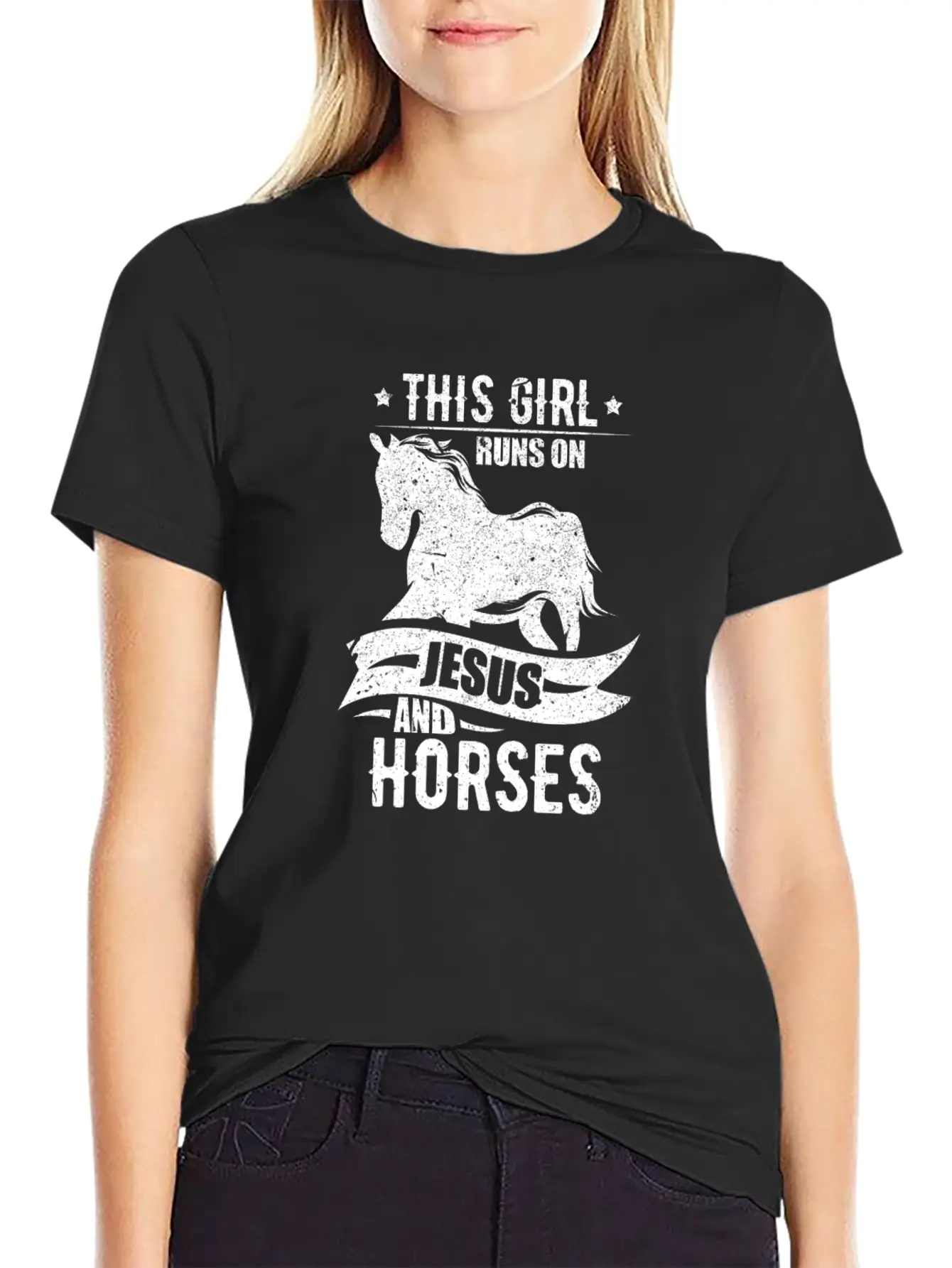 This Girl Runs On Jesus And Horses Lightweight Cotton T-Shirt – Daily Comfort Graphic Shirt