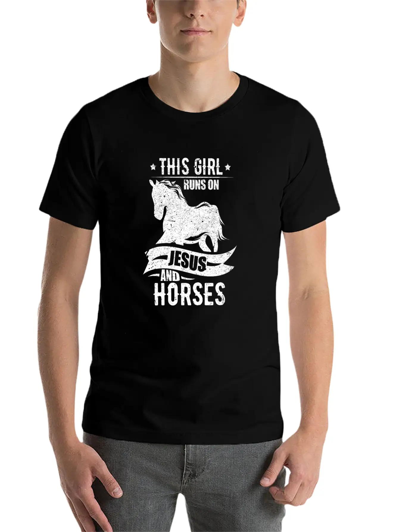 This Girl Runs On Jesus And Horses Lightweight Cotton T-Shirt – Daily Comfort Graphic Shirt
