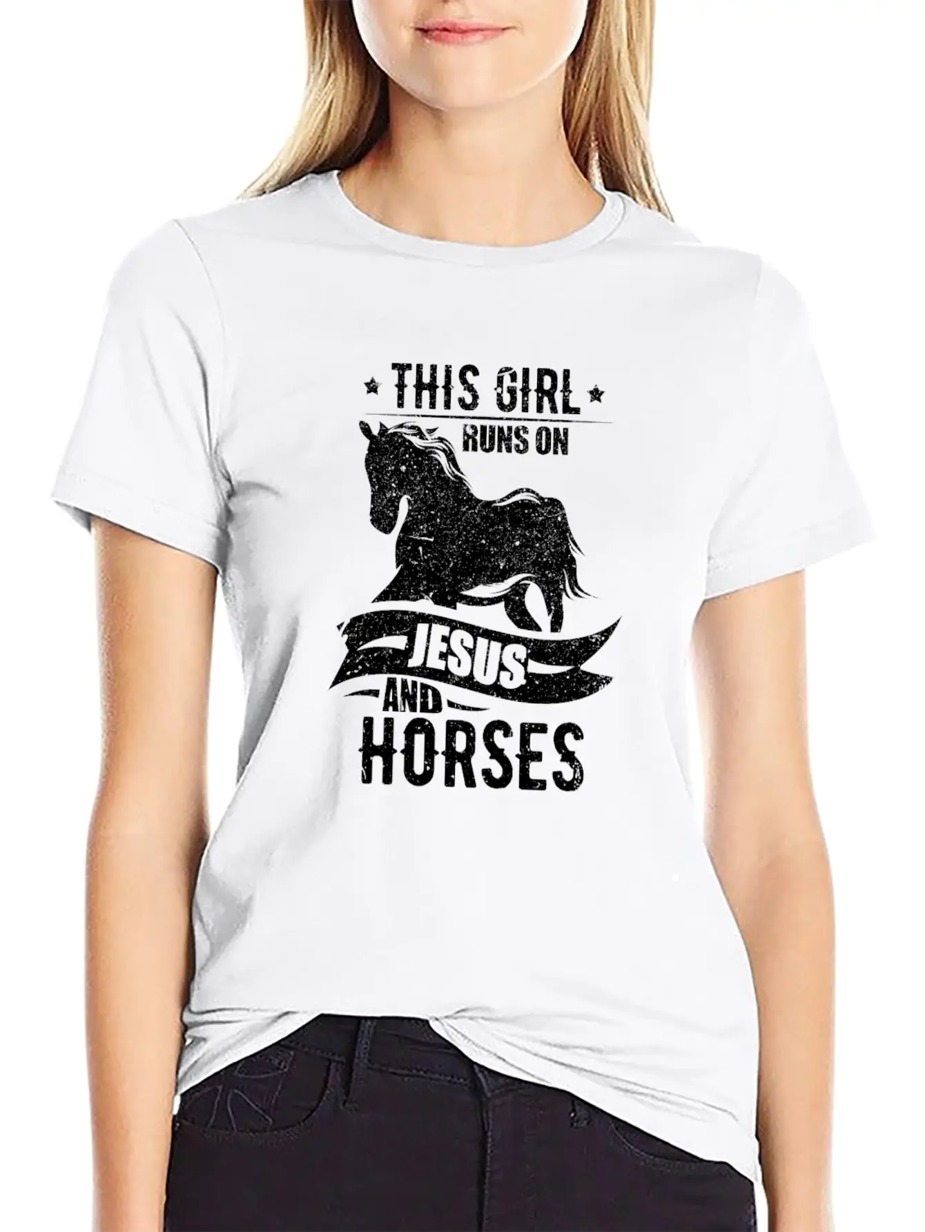 This Girl Runs On Jesus And Horses Lightweight Cotton T-Shirt – Daily Comfort Graphic Shirt