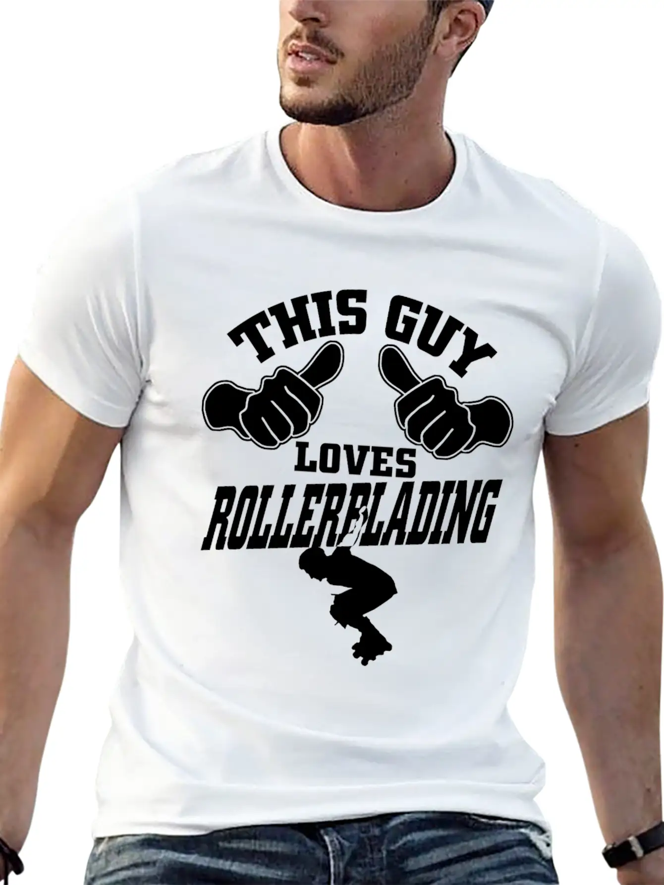 This Guy Loves Rollerblading Stylish Everyday T-Shirt – Unisex Basic Cotton Tee