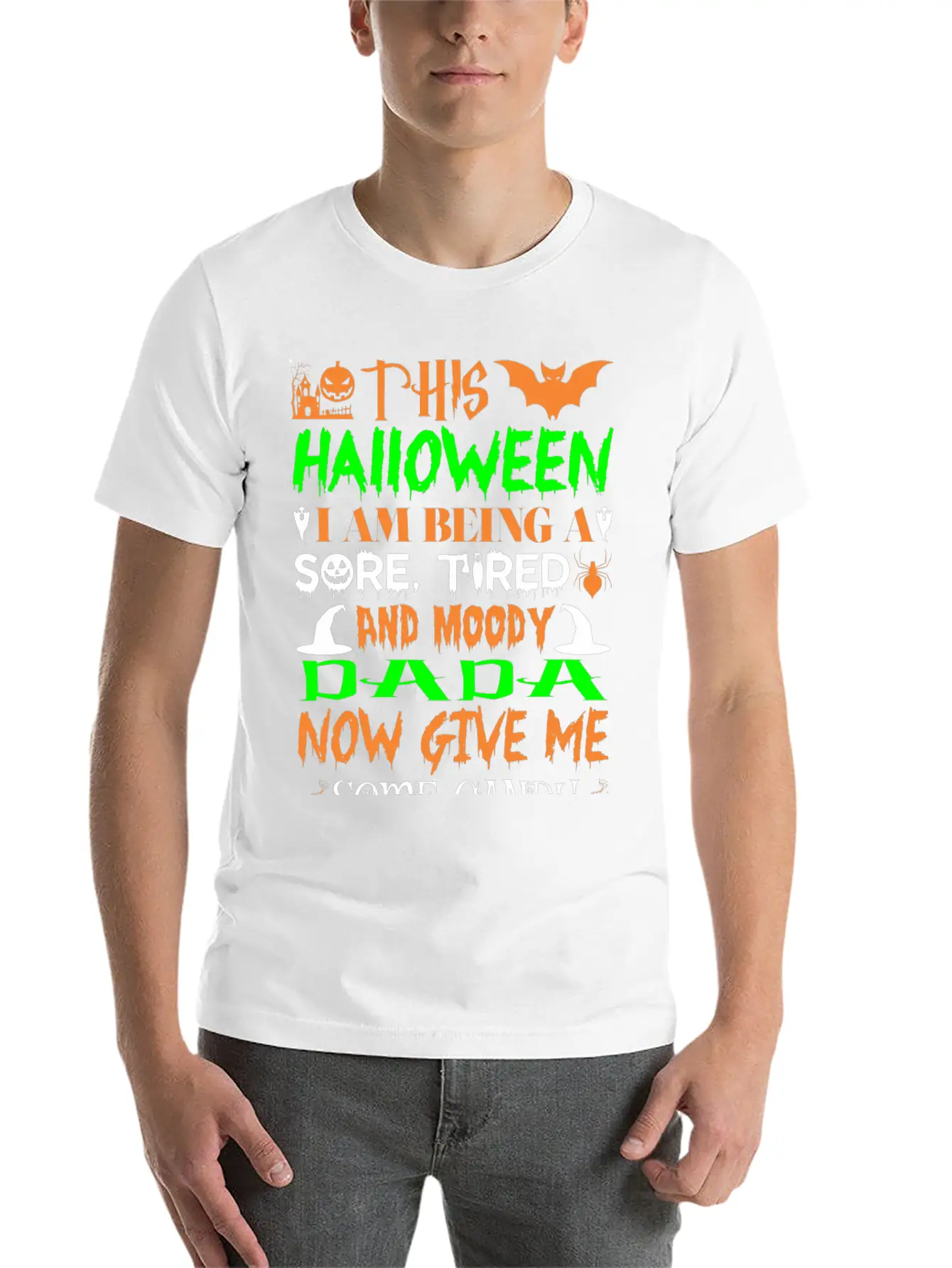 This Halloween Being Tired Moody Dada Candy Soft Cotton Short Sleeve Tee – Unisex Wardrobe Staple