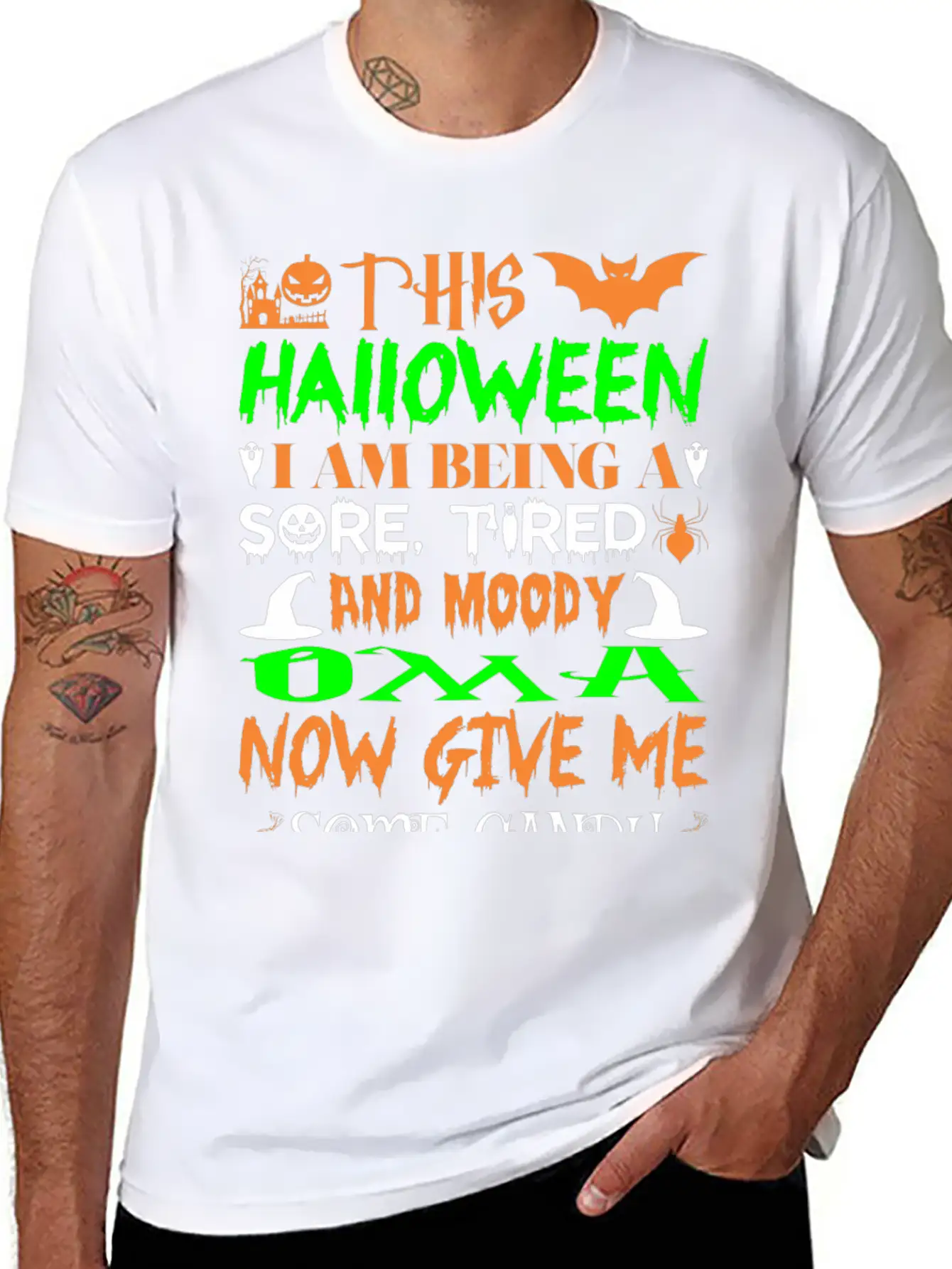 This Halloween Being Tired Moody Oma Candy Modern Fit Casual T-Shirt – Clean And Versatile Design