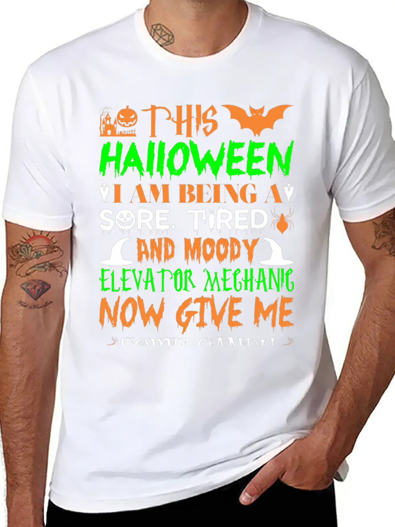 This Halloween Tired Moody Elevator Mechanic Candy Unisex Casual T-Shirt – Clean Design For Daily Comfort