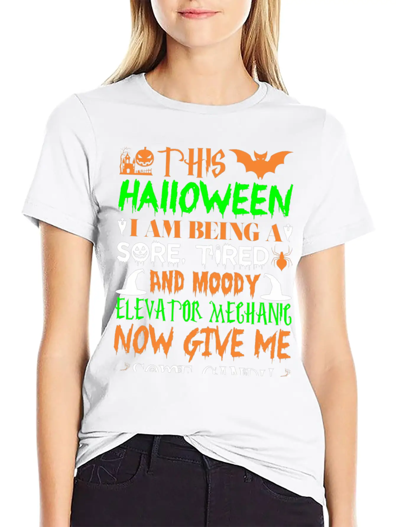 This Halloween Tired Moody Elevator Mechanic Candy Unisex Casual T-Shirt – Clean Design For Daily Comfort
