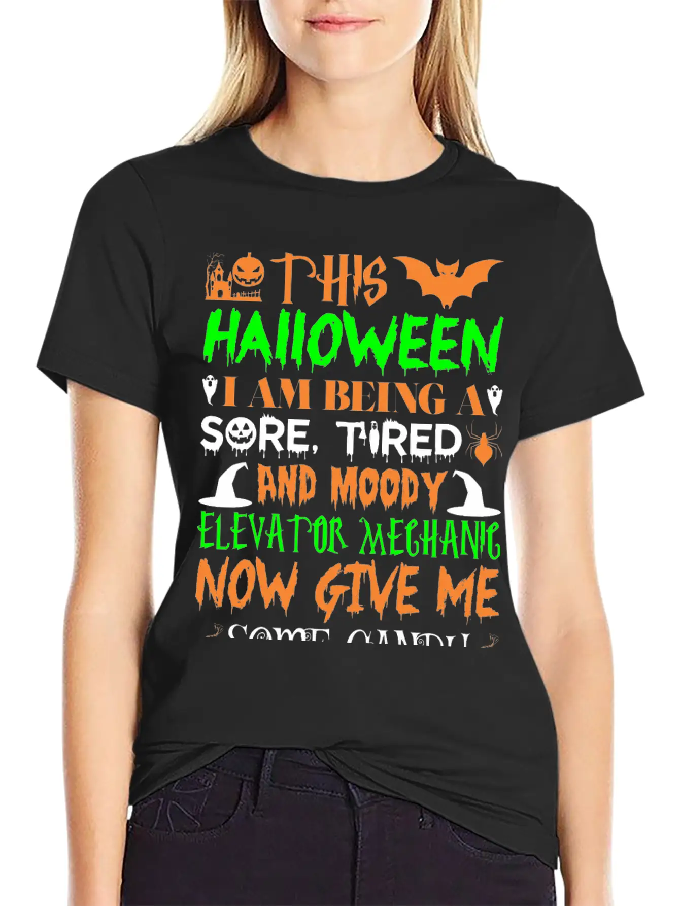 This Halloween Tired Moody Elevator Mechanic Candy Unisex Casual T-Shirt – Clean Design For Daily Comfort