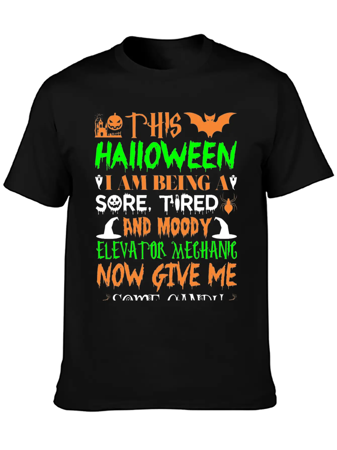 This Halloween Tired Moody Elevator Mechanic Candy Unisex Casual T-Shirt – Clean Design For Daily Comfort