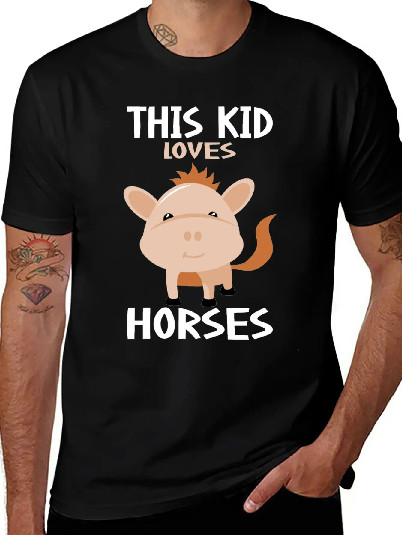 This Kid Loves Horses I Children's Horse Motif Basic Graphic T-Shirt – Daily Comfort In Soft Cotton