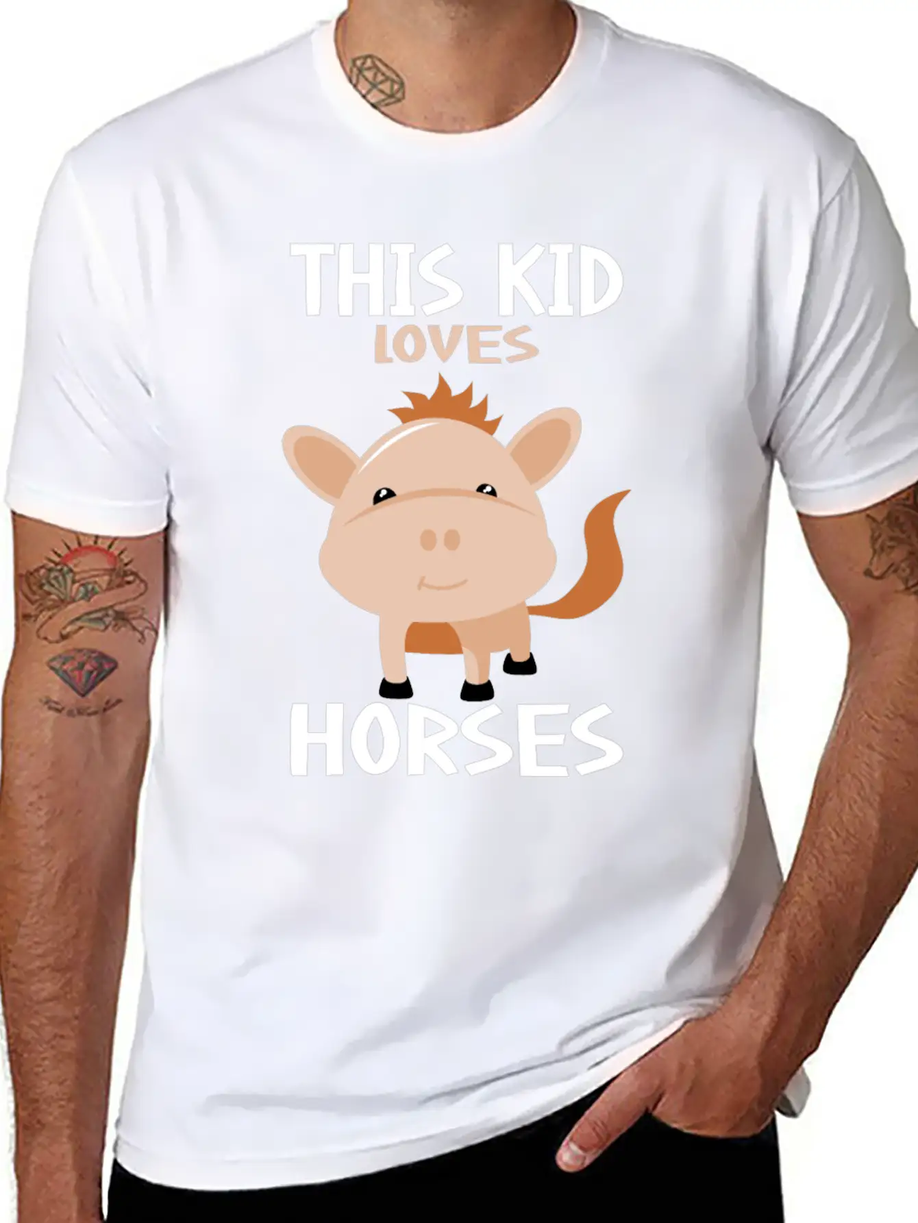 This Kid Loves Horses I Children's Horse Motif Basic Graphic T-Shirt – Daily Comfort In Soft Cotton