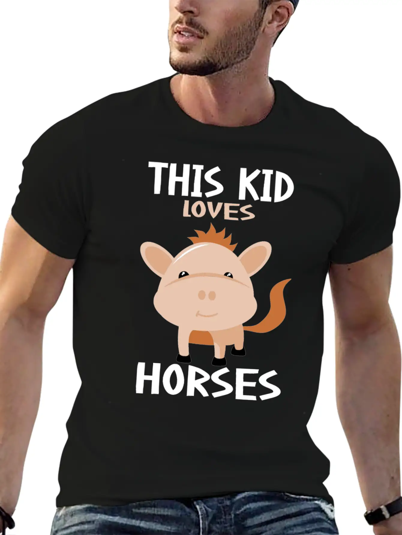 This Kid Loves Horses I Children's Horse Motif Basic Graphic T-Shirt – Daily Comfort In Soft Cotton