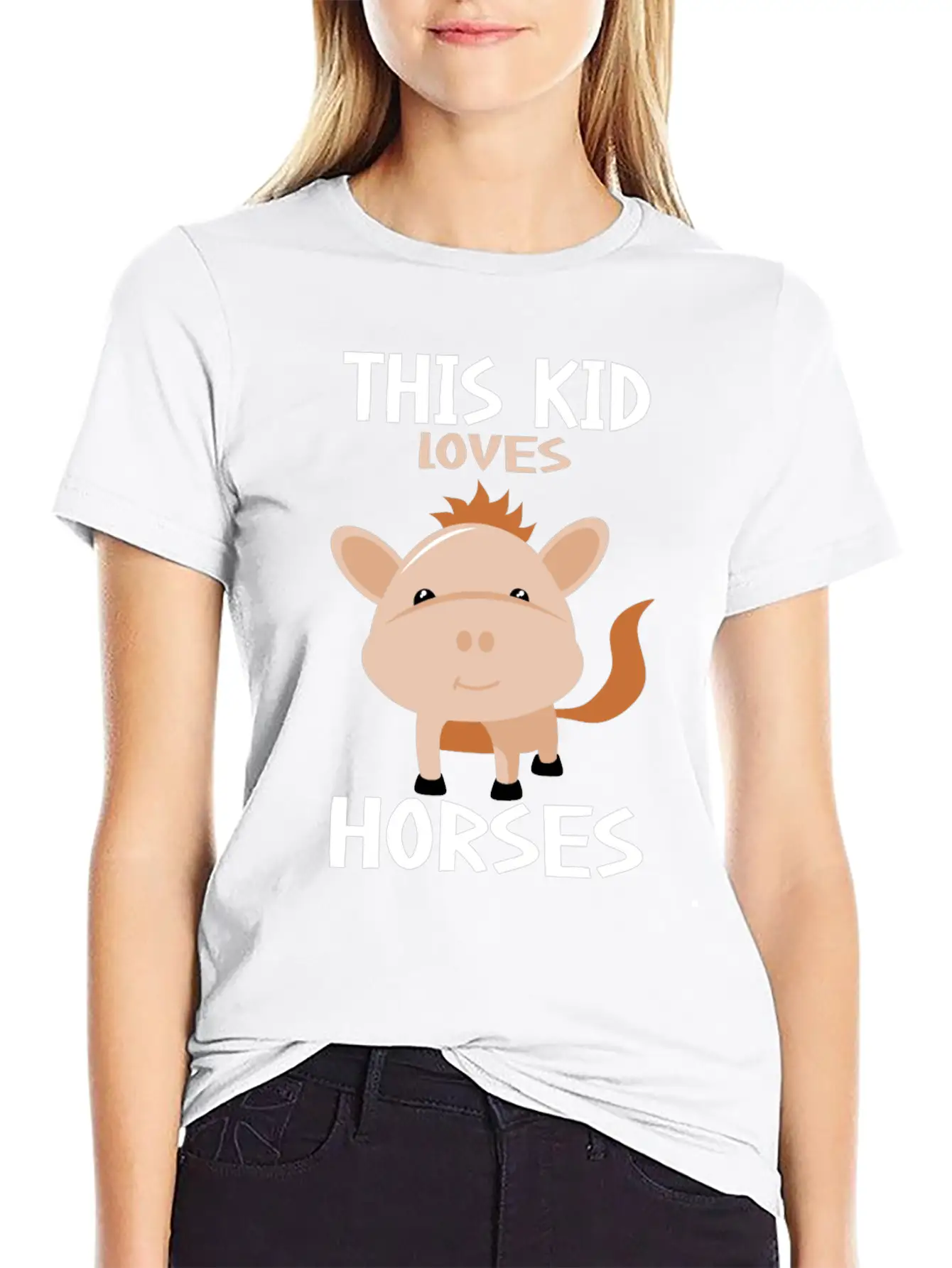 This Kid Loves Horses I Children's Horse Motif Basic Graphic T-Shirt – Daily Comfort In Soft Cotton