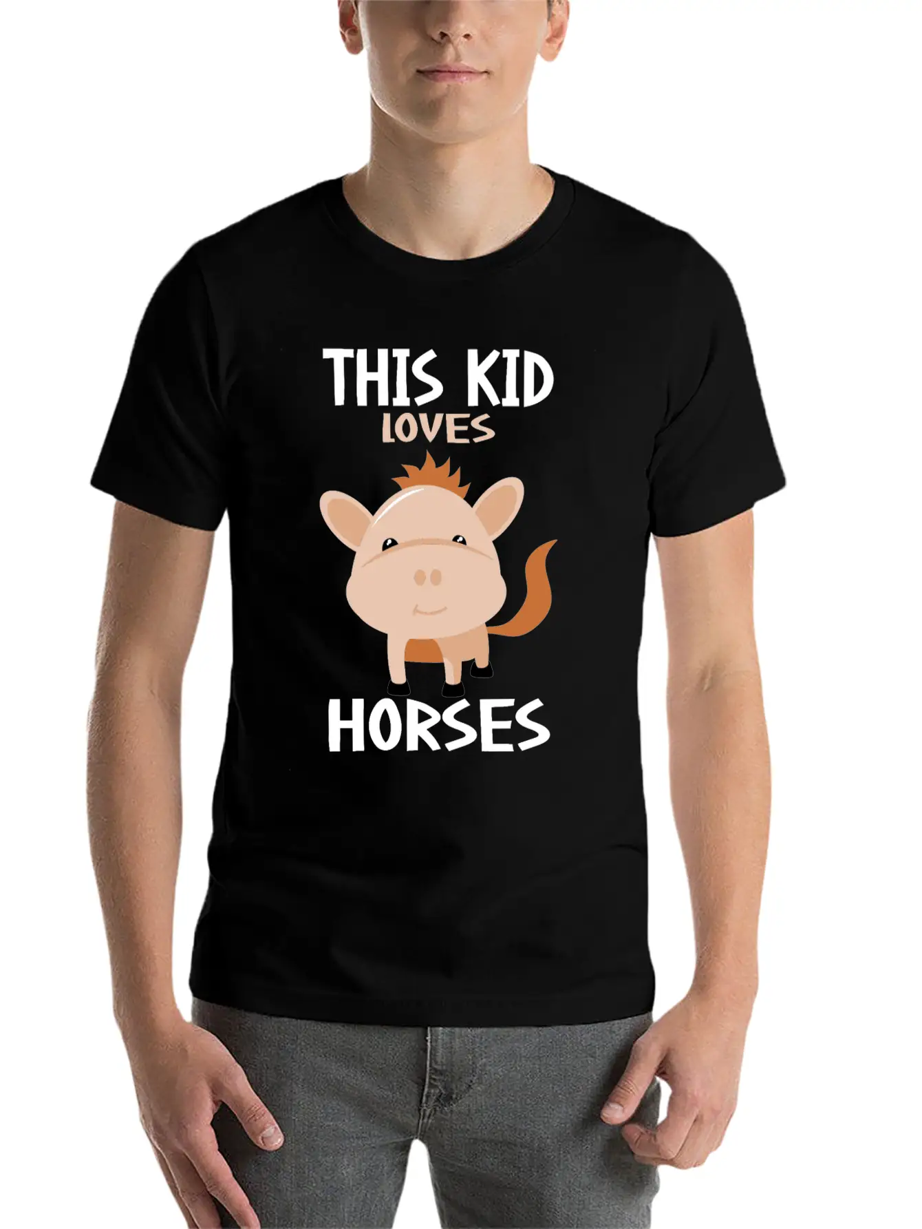 This Kid Loves Horses I Children's Horse Motif Basic Graphic T-Shirt – Daily Comfort In Soft Cotton
