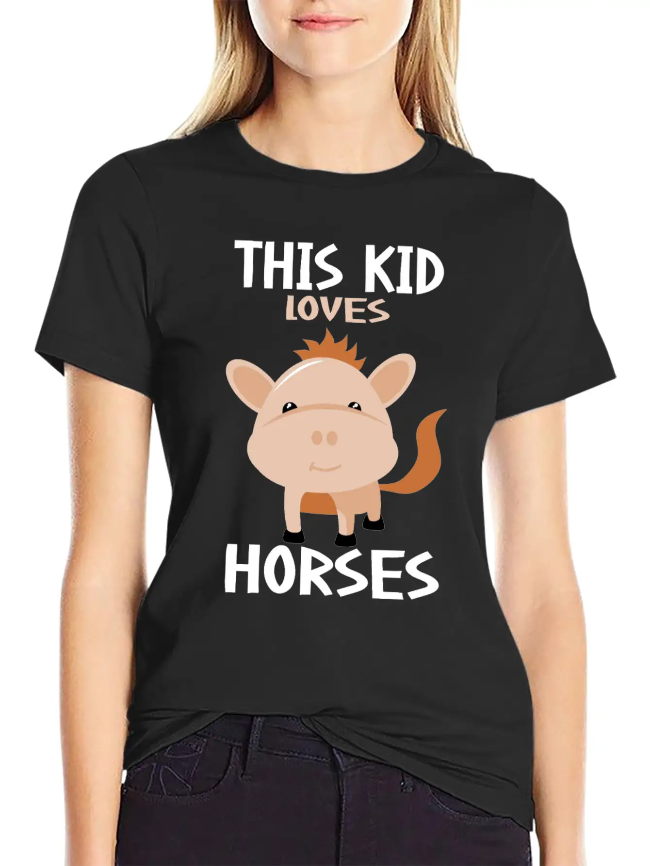 This Kid Loves Horses I Children's Horse Motif Basic Graphic T-Shirt – Daily Comfort In Soft Cotton