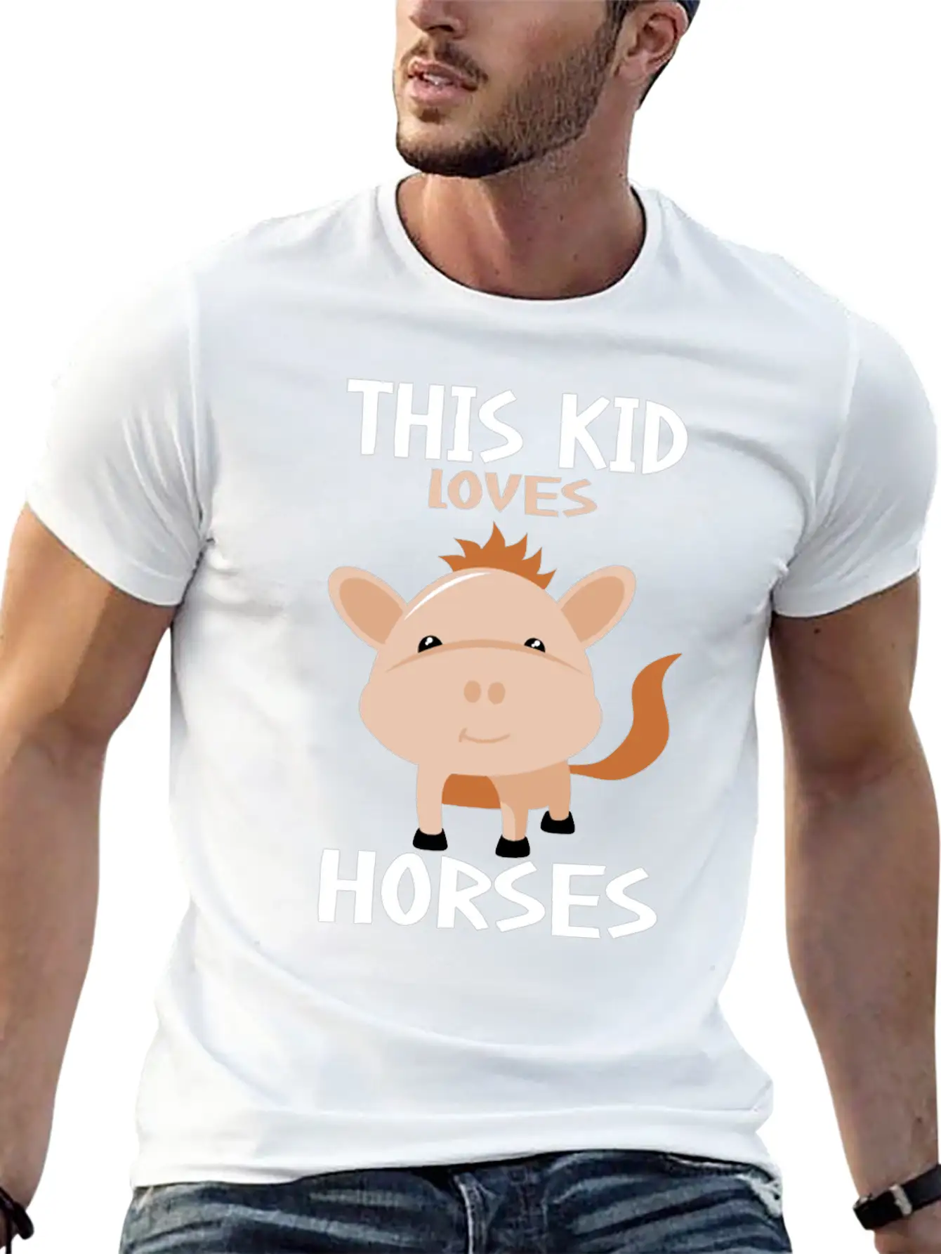 This Kid Loves Horses I Children's Horse Motif Basic Graphic T-Shirt – Daily Comfort In Soft Cotton
