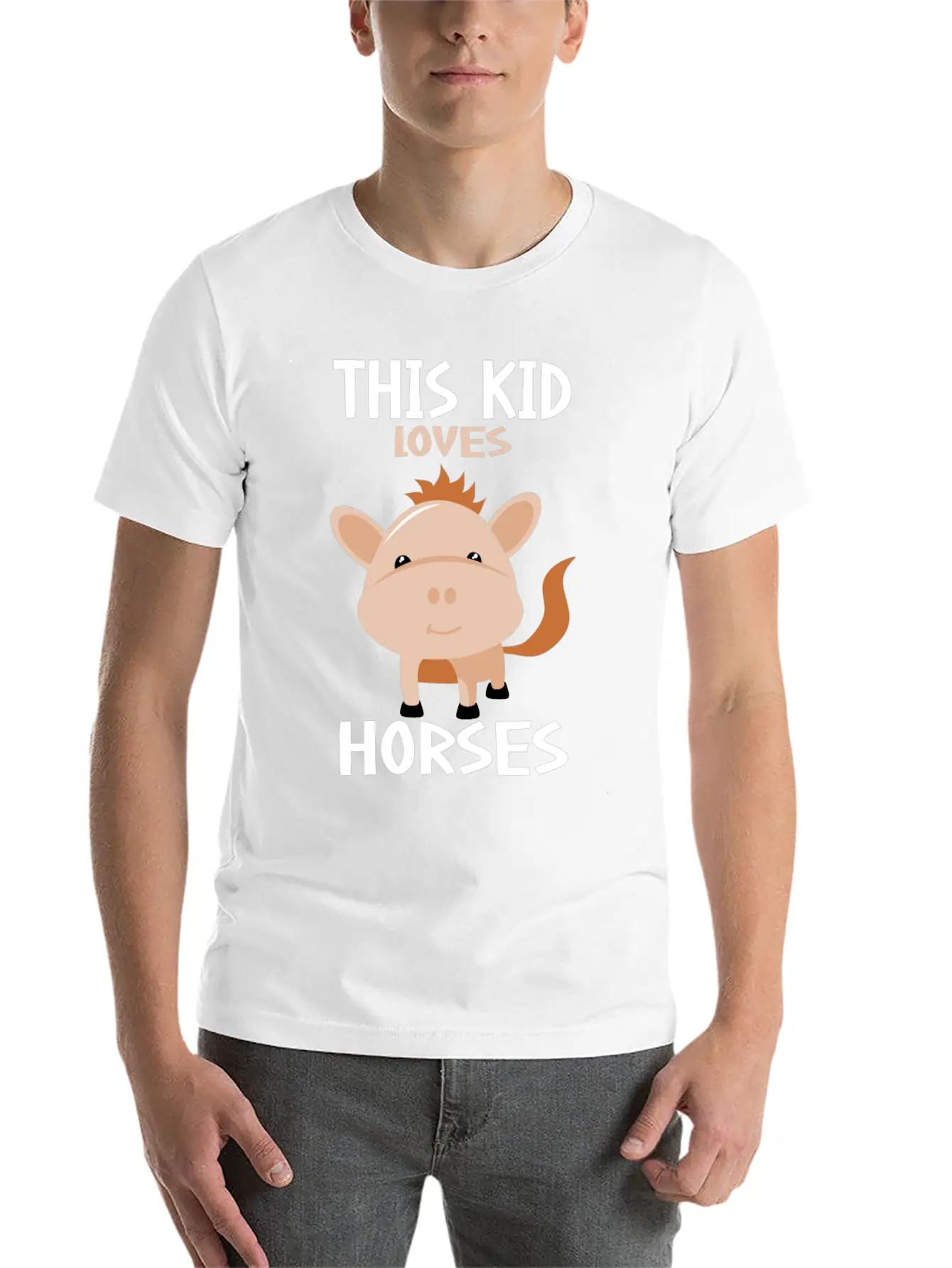 This Kid Loves Horses I Children's Horse Motif Basic Graphic T-Shirt – Daily Comfort In Soft Cotton
