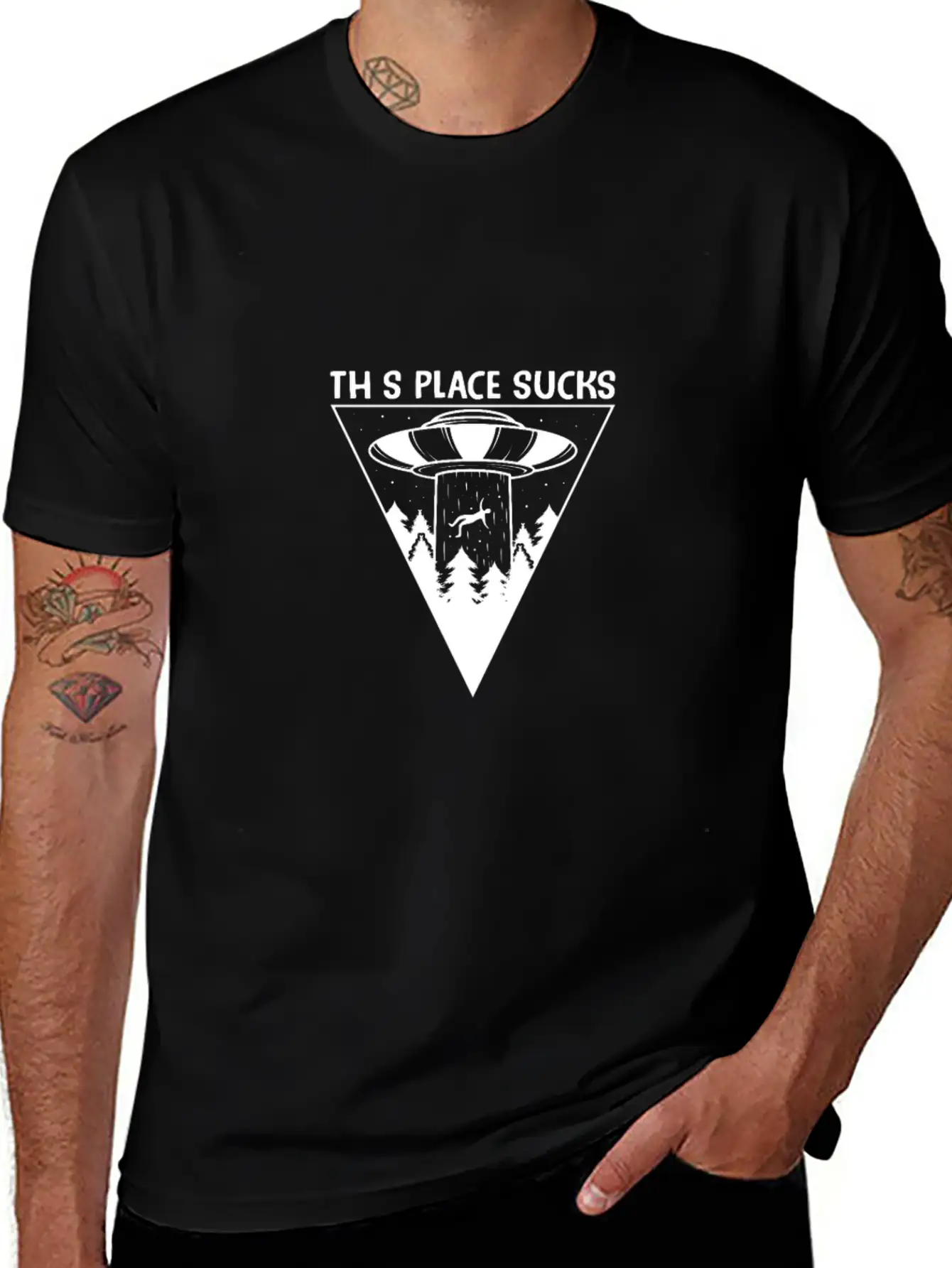 This Place Sucks Alien Science Shirt Design Basic Graphic T-Shirt – Daily Comfort In Soft Cotton