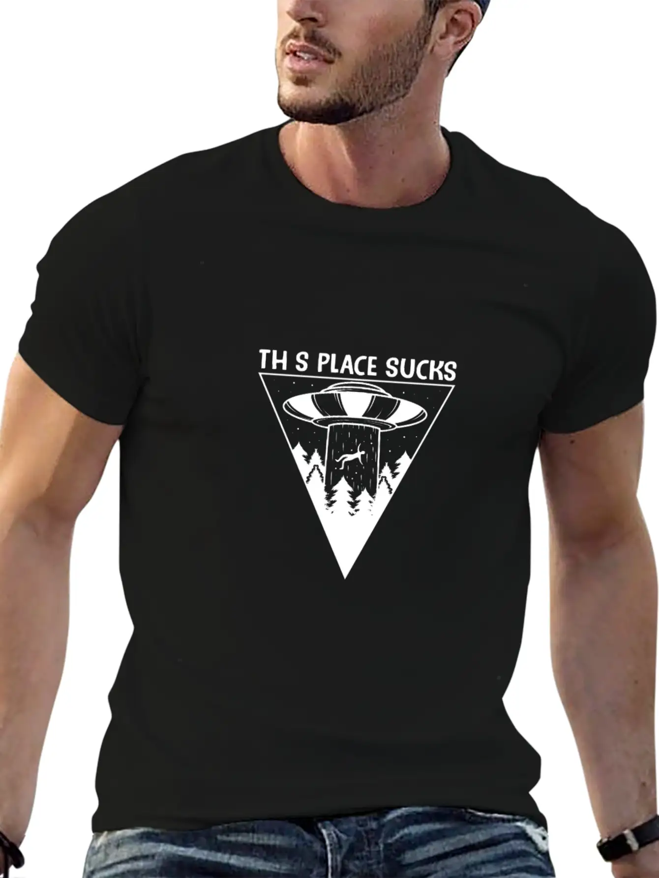 This Place Sucks Alien Science Shirt Design Basic Graphic T-Shirt – Daily Comfort In Soft Cotton