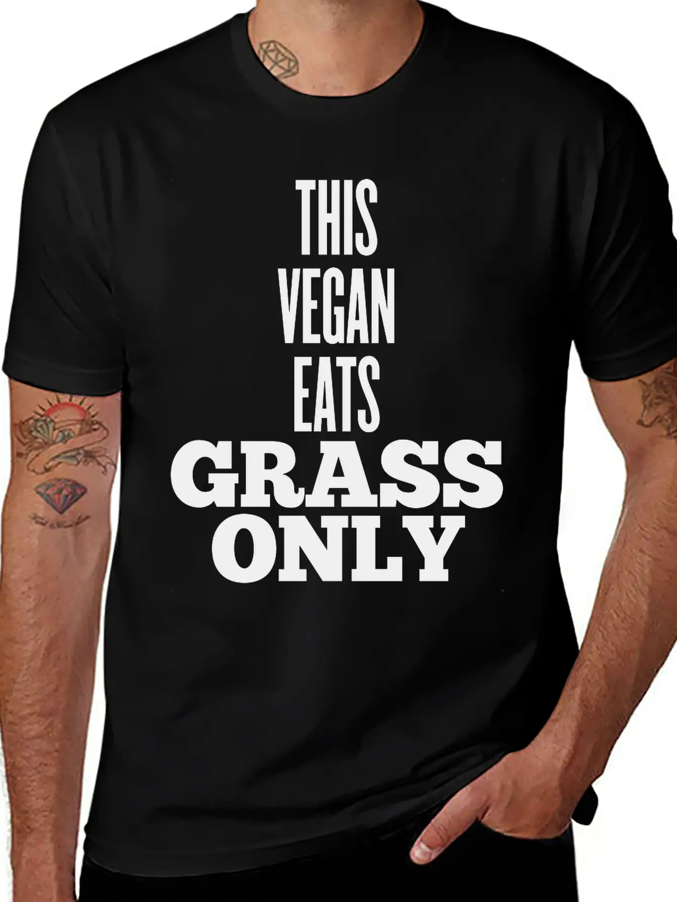 This Vegan Eats Grass Only Classic Fit Graphic Tee For Daily Comfort – Unisex Cotton Shirt