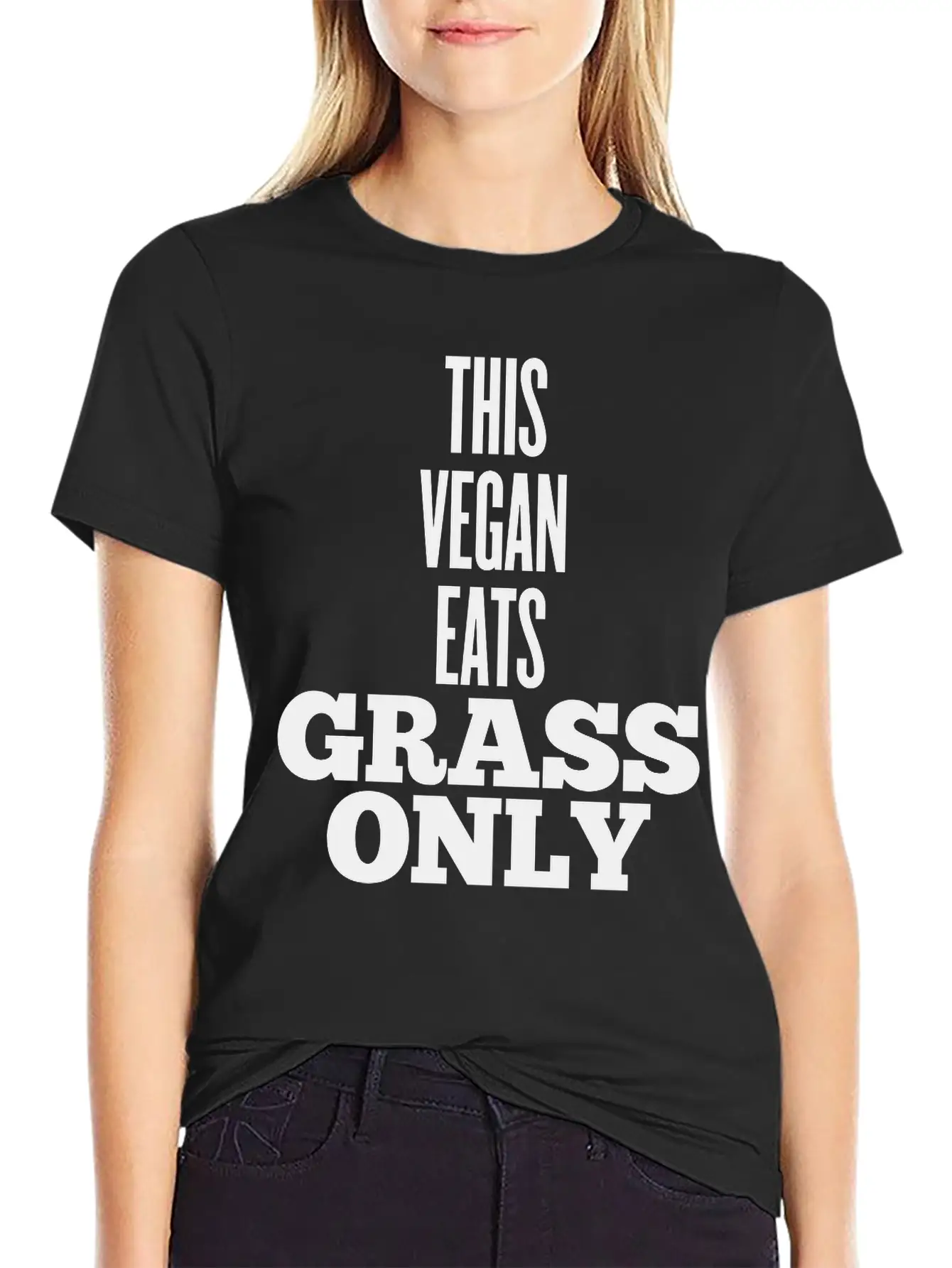 This Vegan Eats Grass Only Classic Fit Graphic Tee For Daily Comfort – Unisex Cotton Shirt