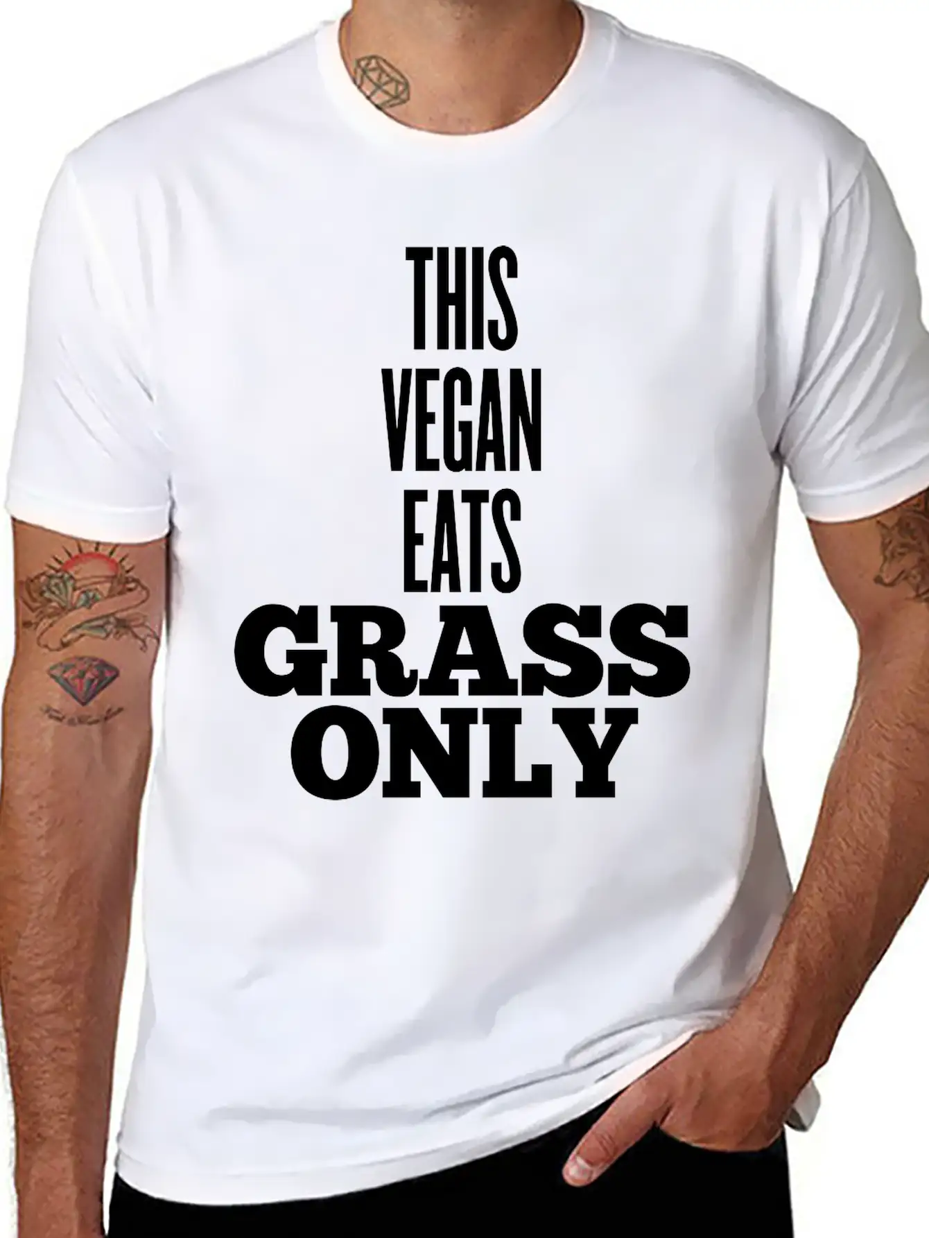 This Vegan Eats Grass Only Classic Fit Graphic Tee For Daily Comfort – Unisex Cotton Shirt