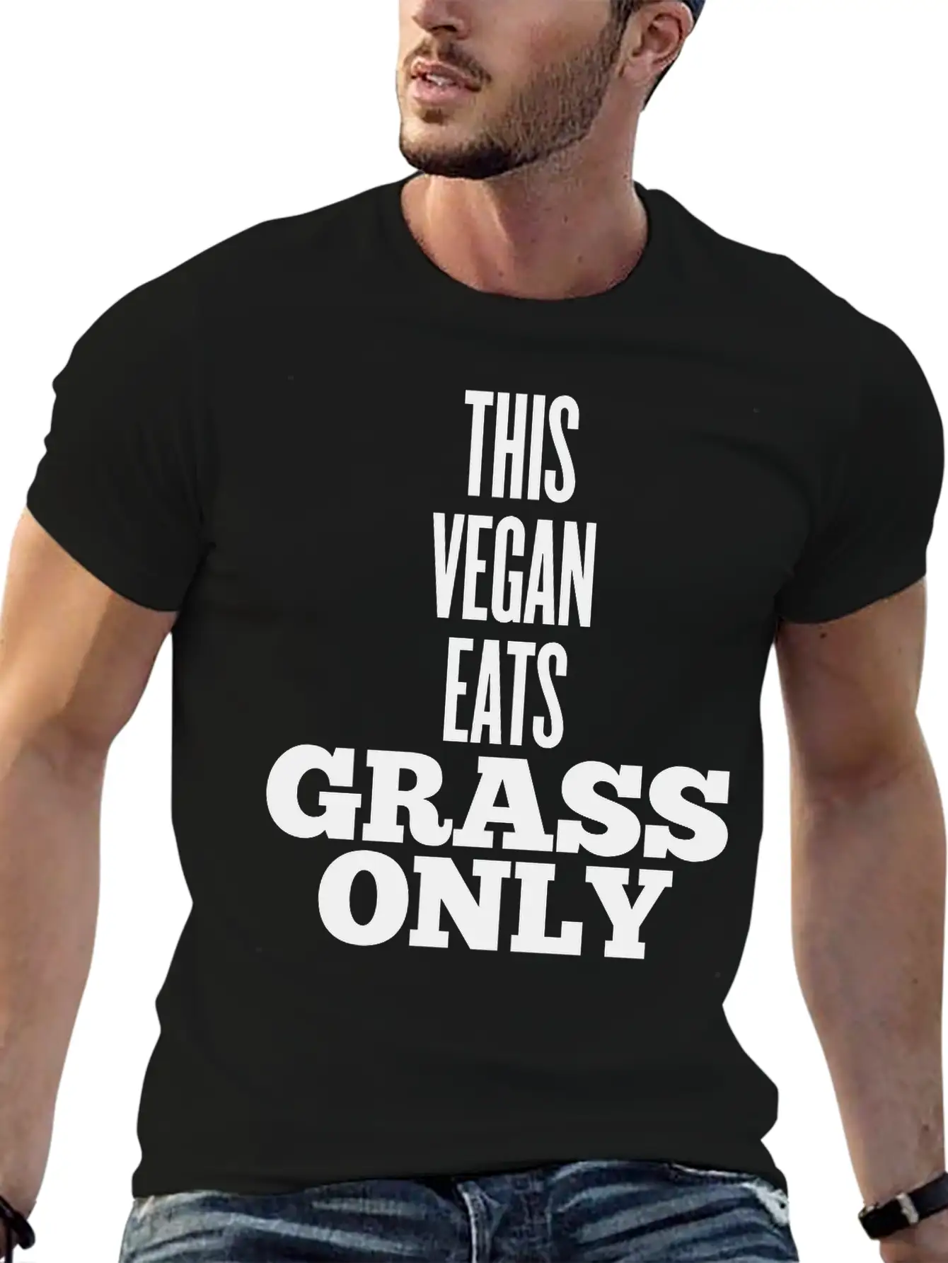 This Vegan Eats Grass Only Classic Fit Graphic Tee For Daily Comfort – Unisex Cotton Shirt