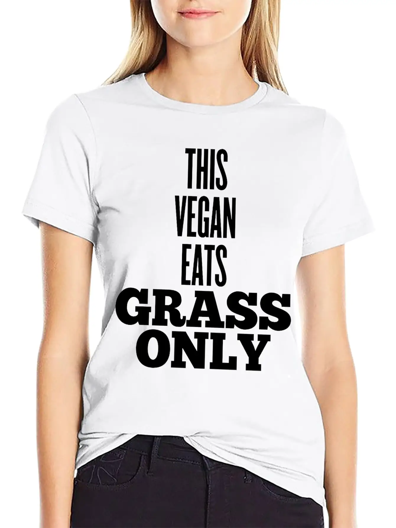 This Vegan Eats Grass Only Classic Fit Graphic Tee For Daily Comfort – Unisex Cotton Shirt