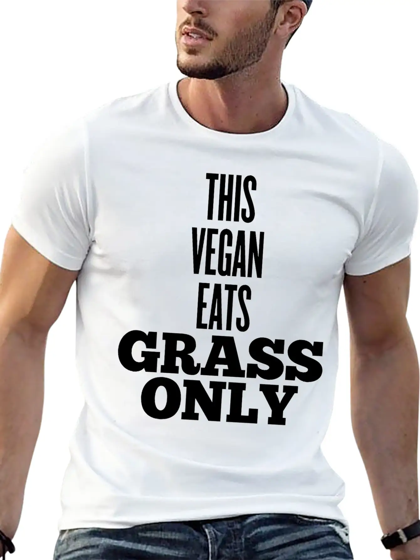 This Vegan Eats Grass Only Classic Fit Graphic Tee For Daily Comfort – Unisex Cotton Shirt