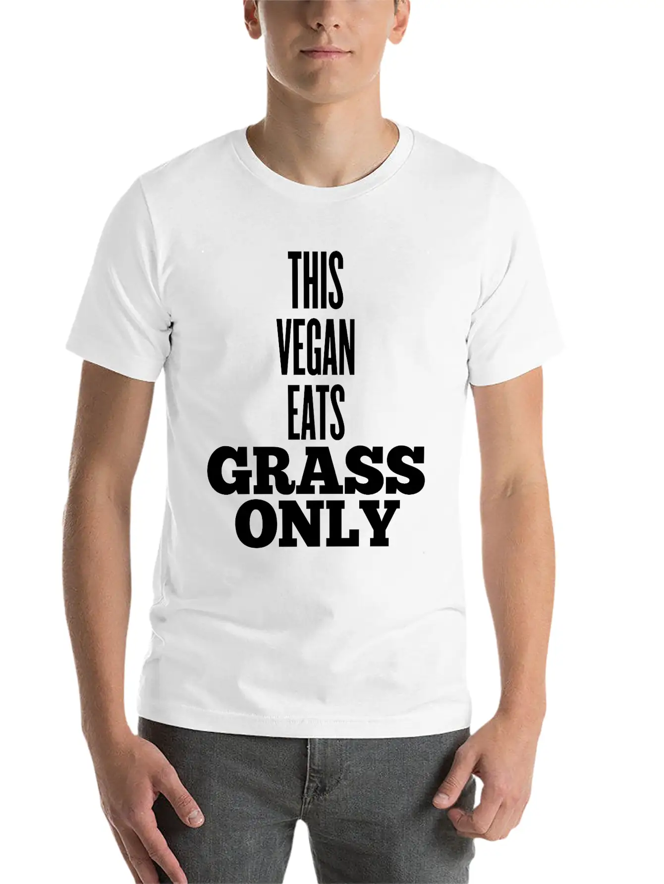 This Vegan Eats Grass Only Classic Fit Graphic Tee For Daily Comfort – Unisex Cotton Shirt
