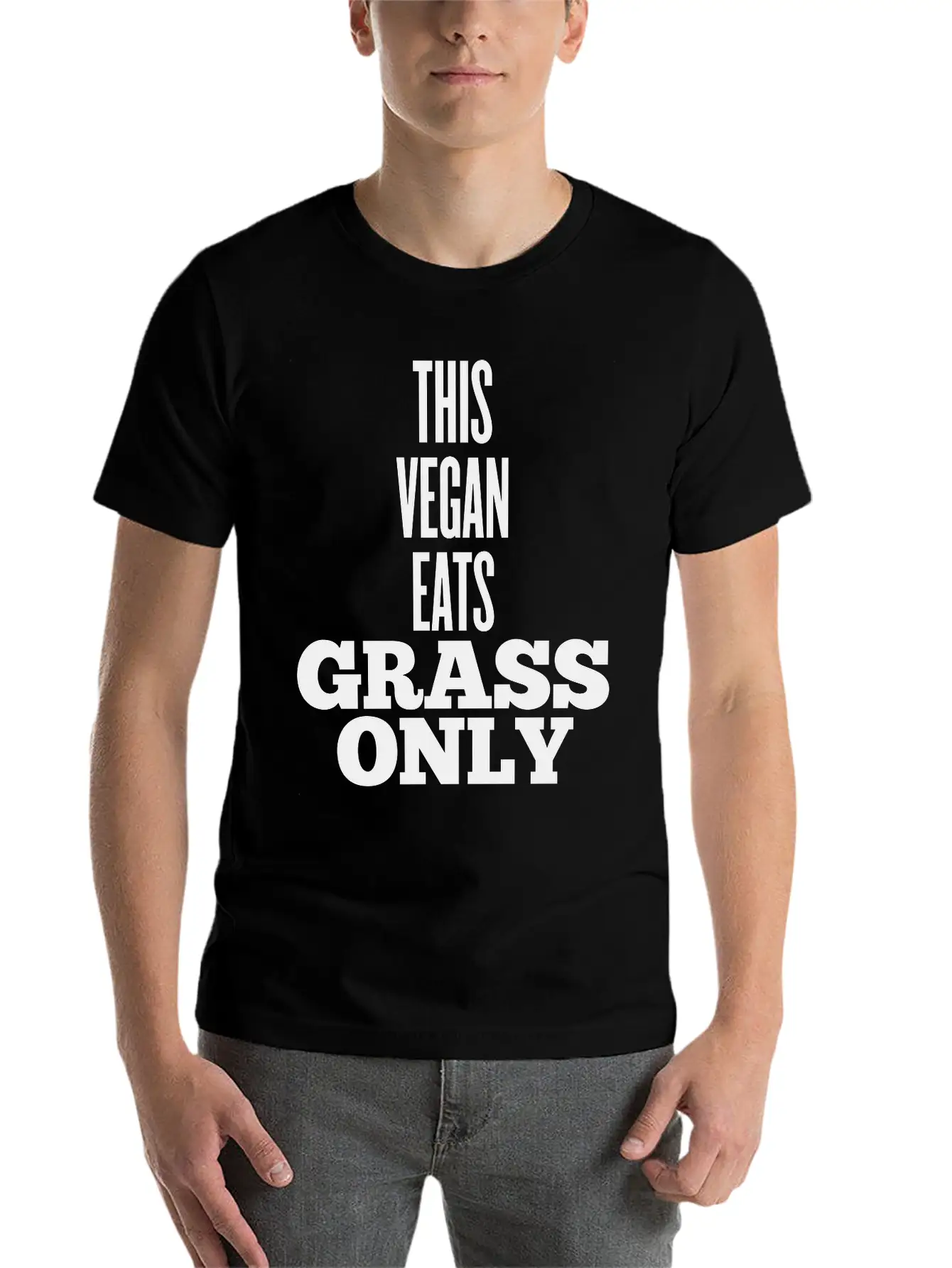 This Vegan Eats Grass Only Classic Fit Graphic Tee For Daily Comfort – Unisex Cotton Shirt