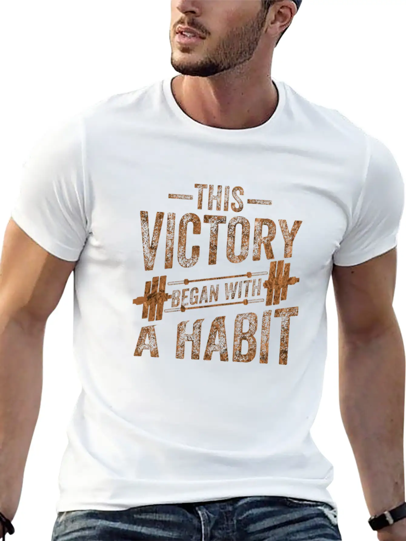 This Victory Began With A Habit Gym Apparel Bronze Unisex Casual T-Shirt – Clean Design For Daily Comfort