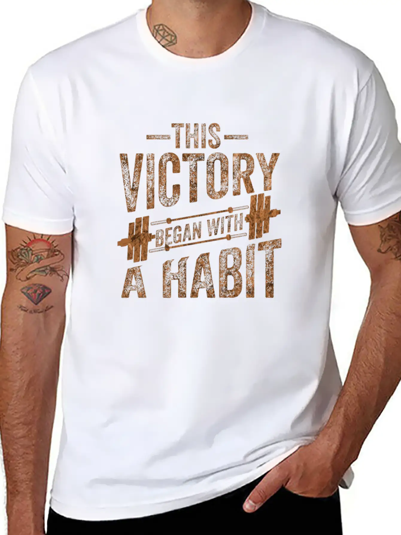 This Victory Began With A Habit Gym Apparel Bronze Unisex Casual T-Shirt – Clean Design For Daily Comfort