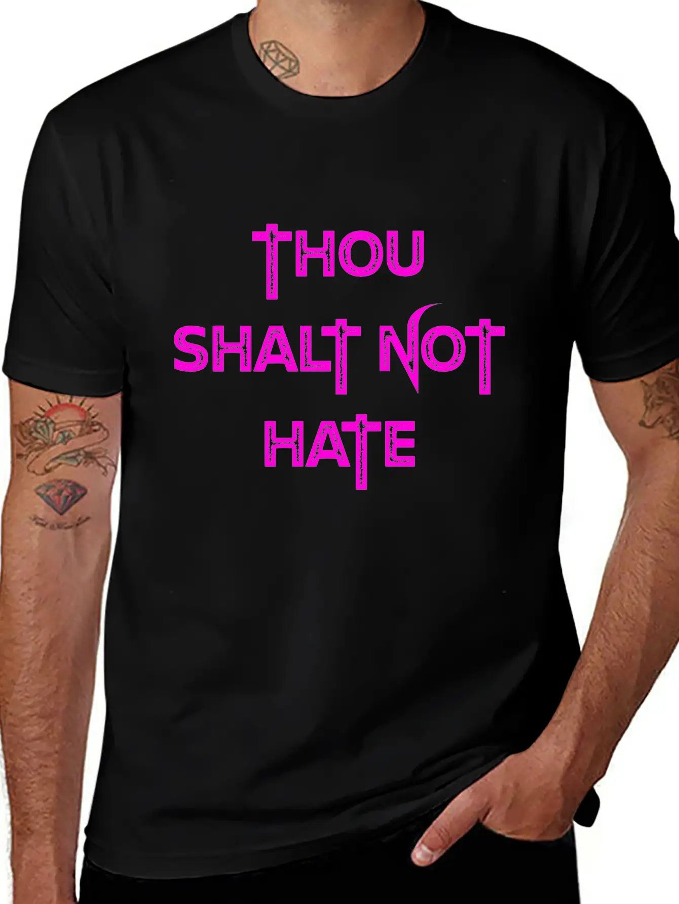 THOU SHALT NOT HATE (PINK PRINT) Unisex Casual T-Shirt – Clean Design For Daily Comfort