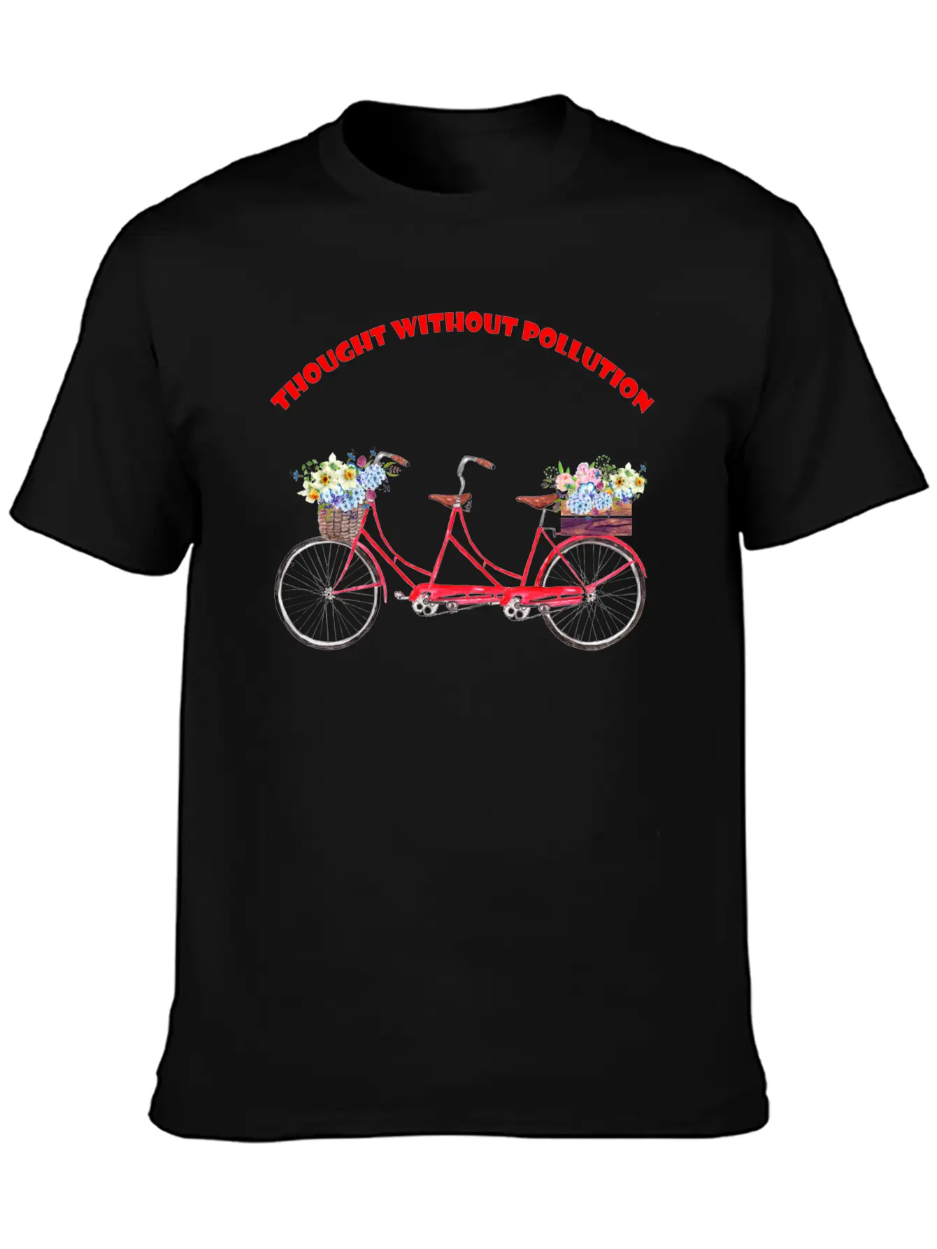 Thought Without Pollution With Your Bicycle Classic Fit Graphic Tee For Daily Comfort – Unisex Cotton Shirt