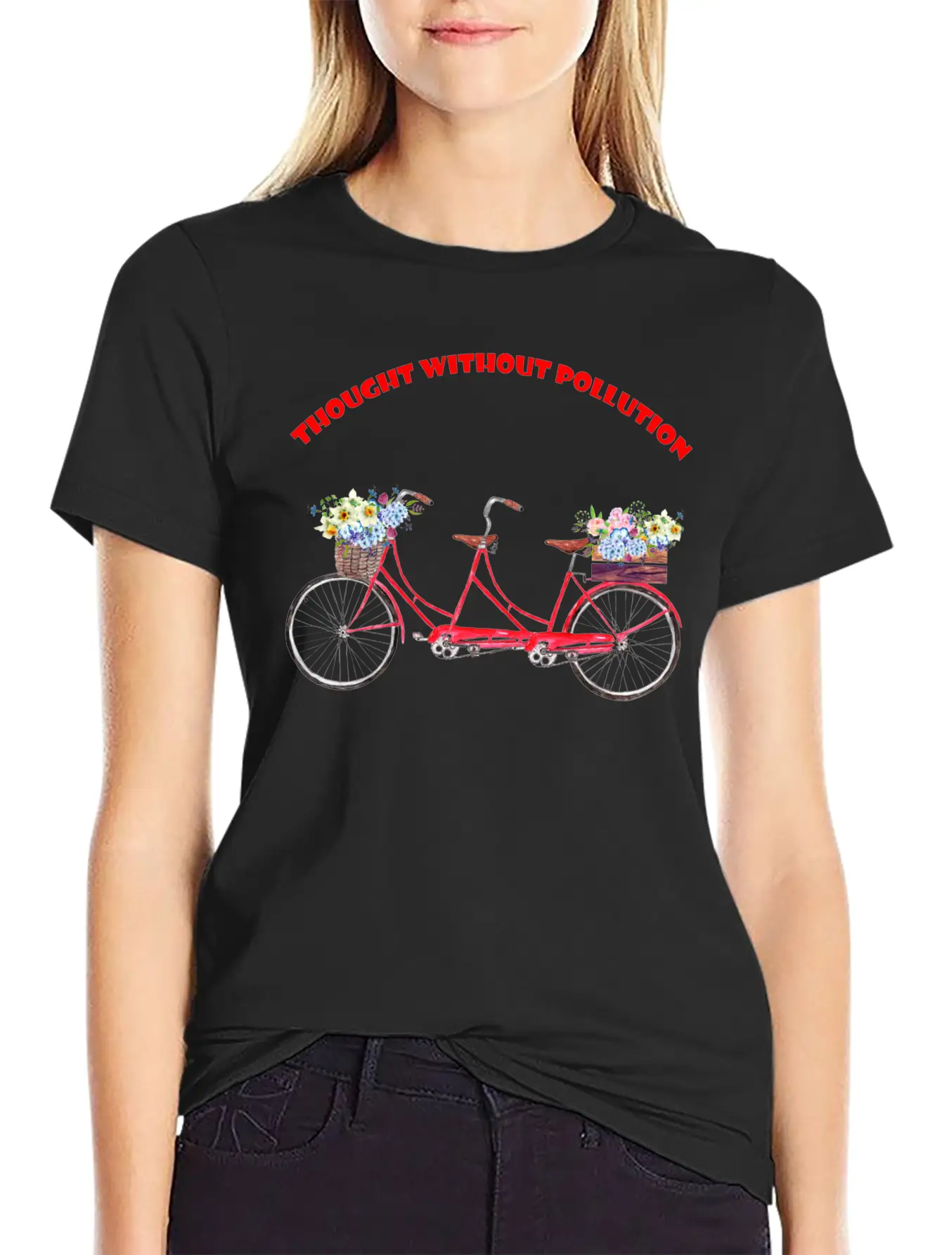 Thought Without Pollution With Your Bicycle Classic Fit Graphic Tee For Daily Comfort – Unisex Cotton Shirt