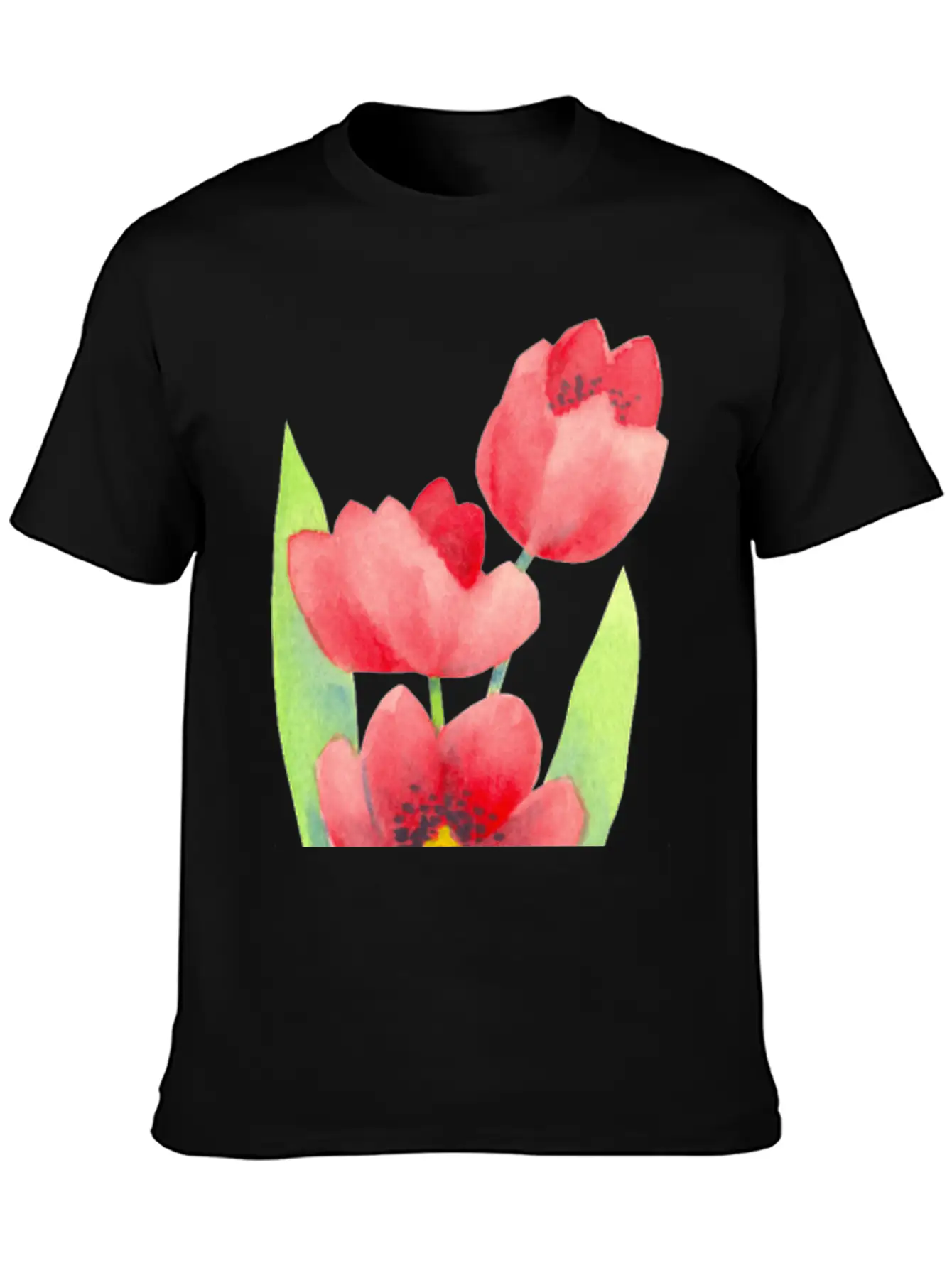 Three Tulips In Watercolor Modern Fit Casual T-Shirt ��� Clean And Versatile Design