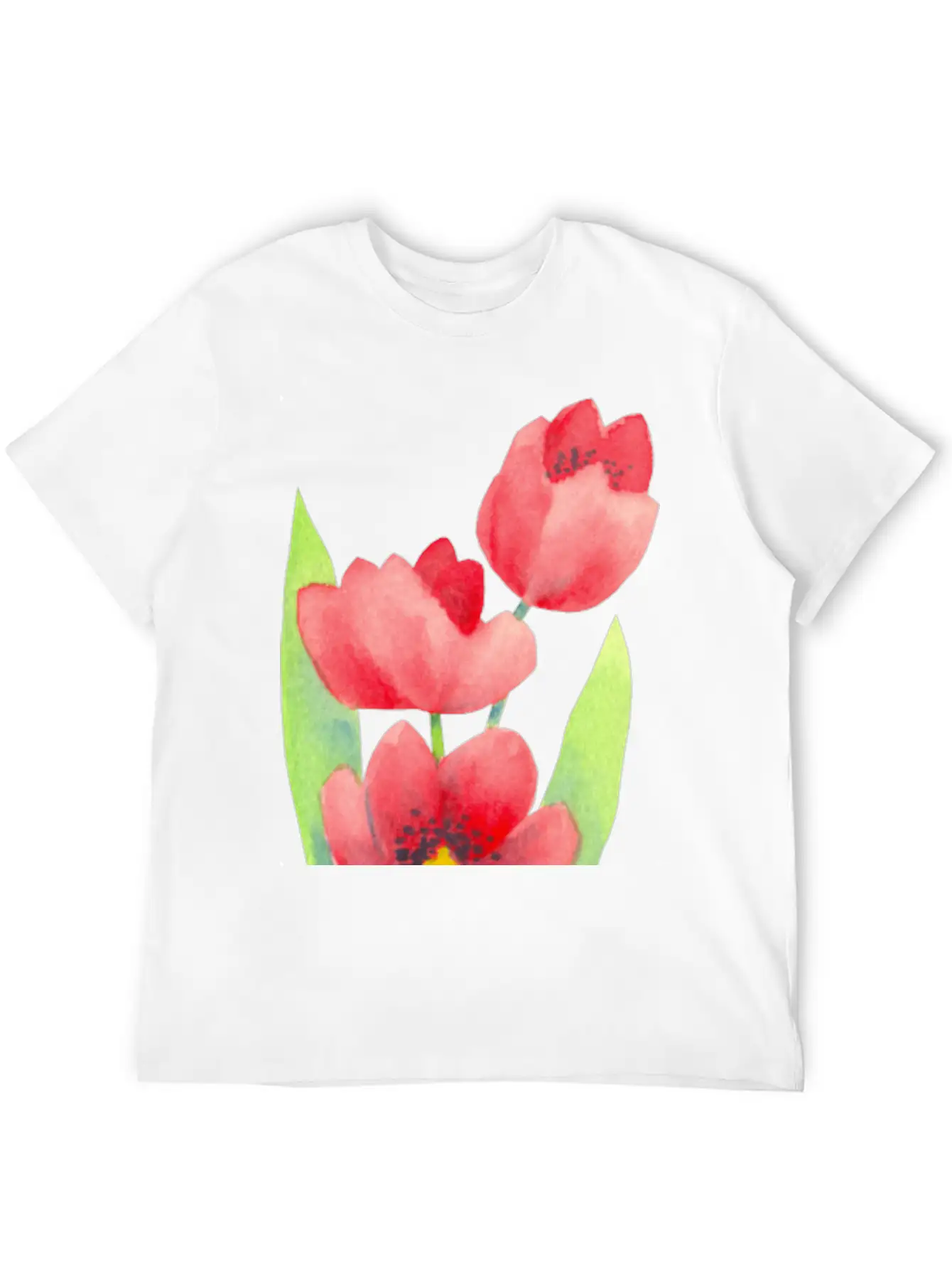 Three Tulips In Watercolor Modern Fit Casual T-Shirt ��� Clean And Versatile Design