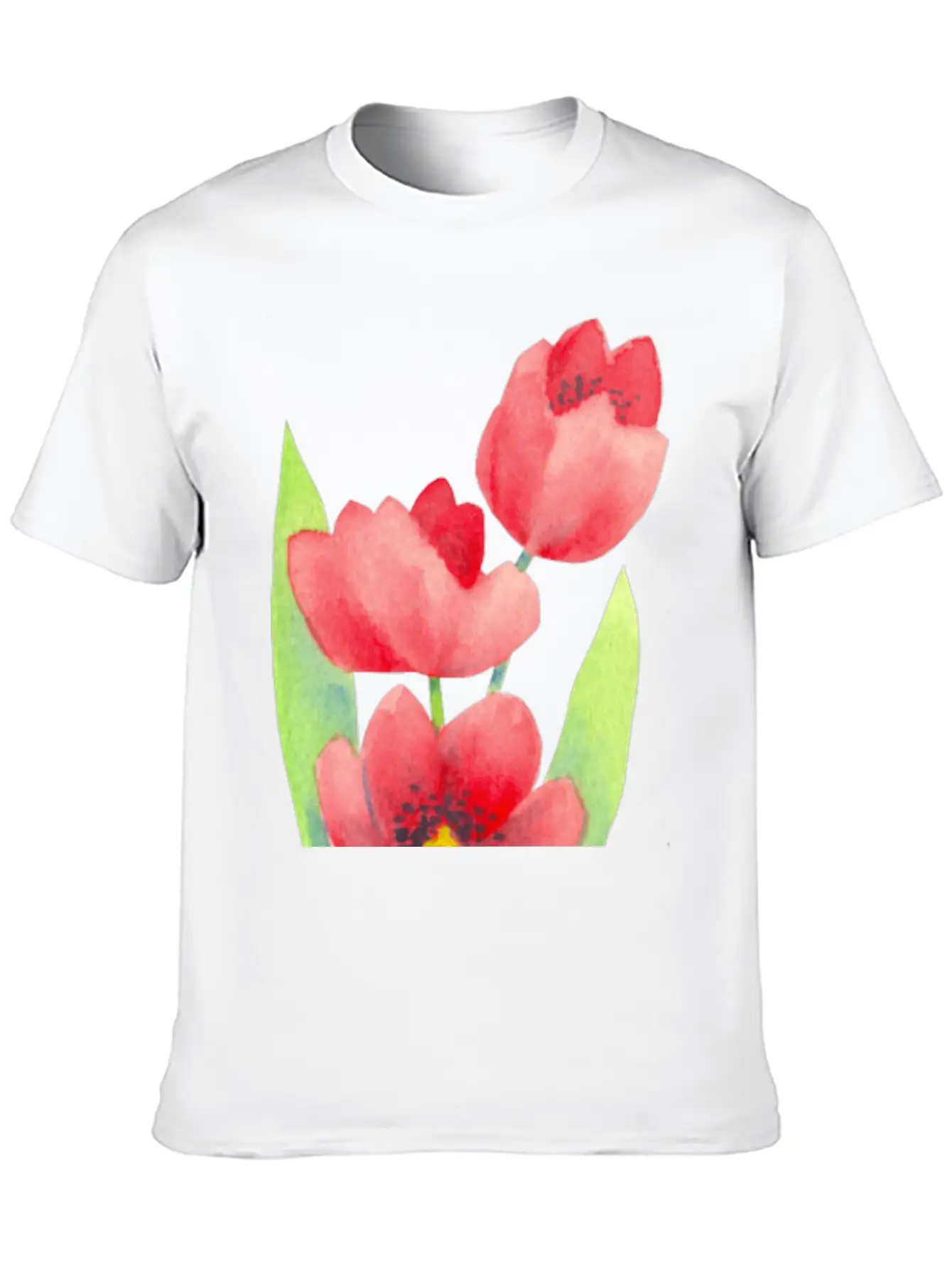 Three Tulips In Watercolor Modern Fit Casual T-Shirt ��� Clean And Versatile Design