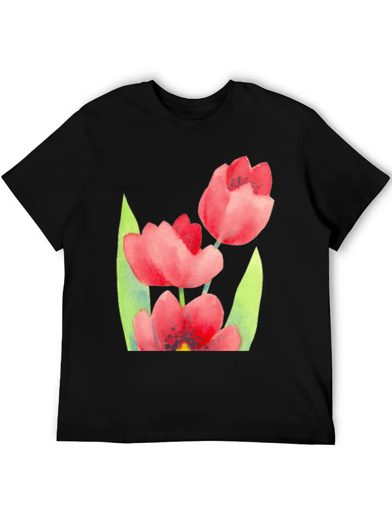 Three Tulips In Watercolor Modern Fit Casual T-Shirt ��� Clean And Versatile Design