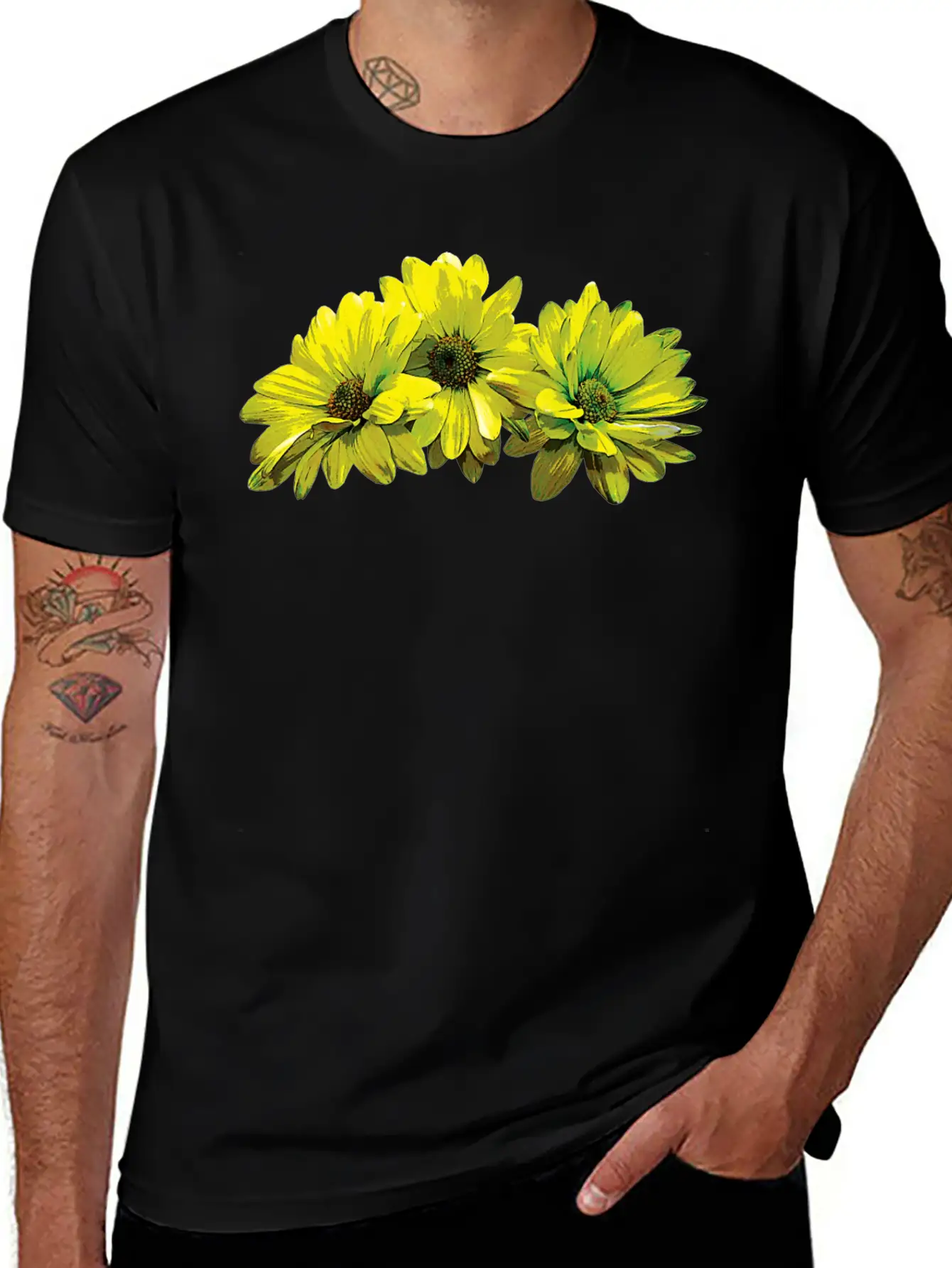 Three Yellow Daisies Essential Cotton Tee For Daily Outfits – Unisex Style