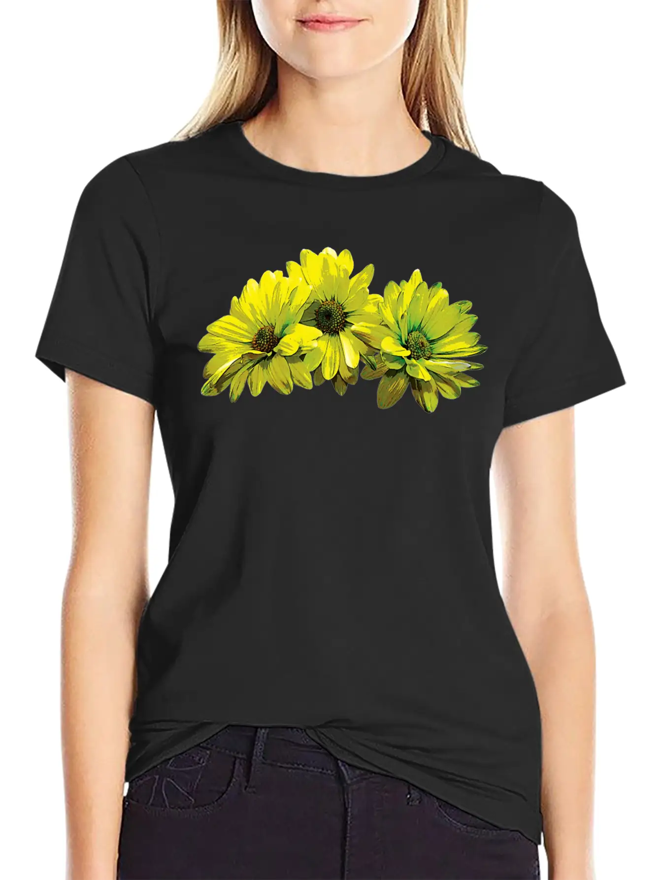 Three Yellow Daisies Essential Cotton Tee For Daily Outfits – Unisex Style