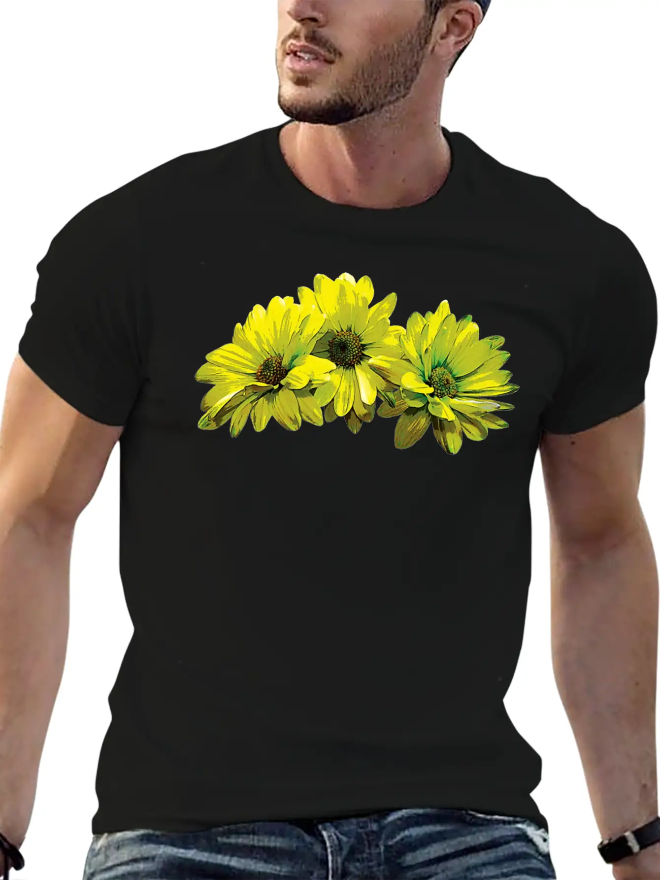 Three Yellow Daisies Essential Cotton Tee For Daily Outfits – Unisex Style