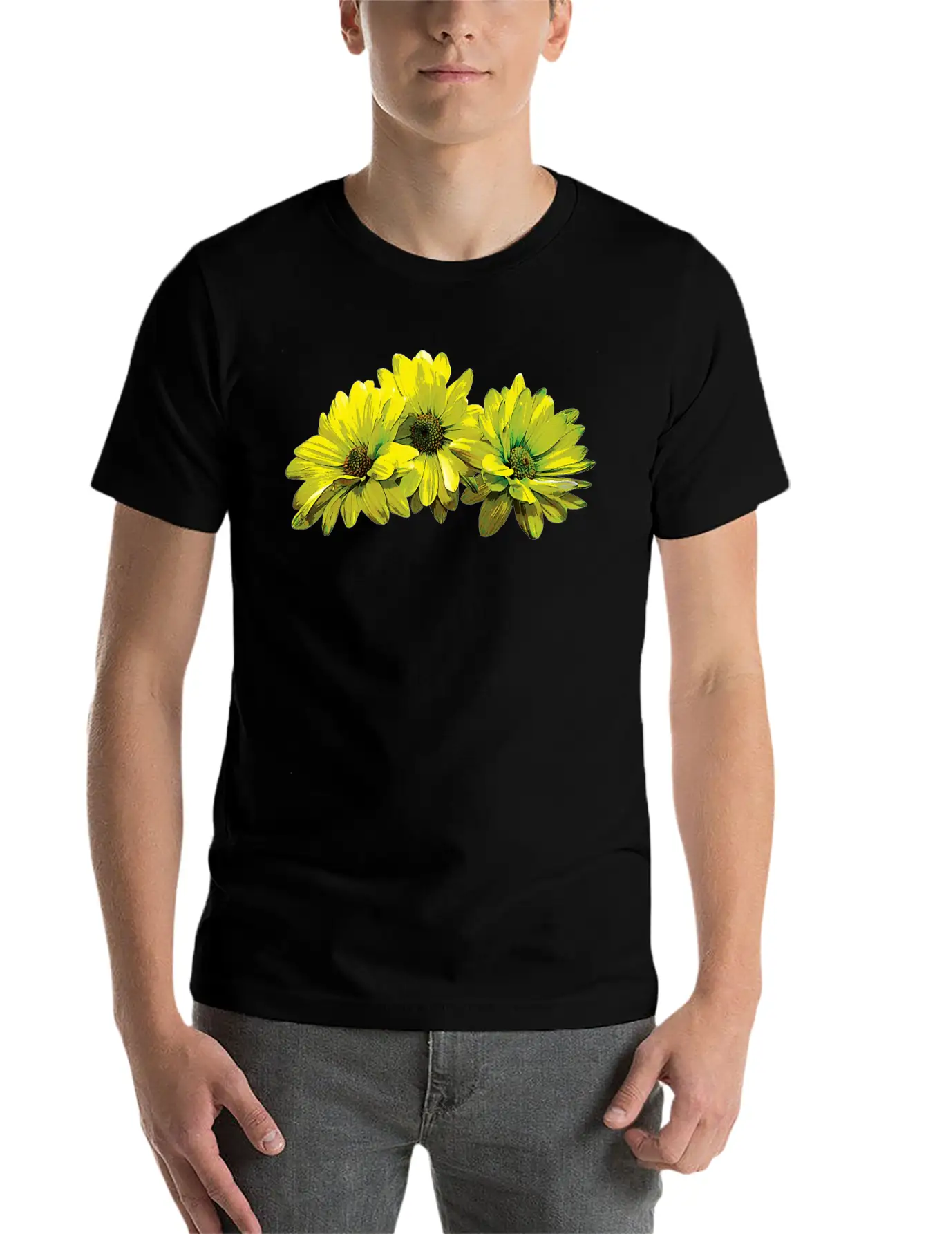 Three Yellow Daisies Essential Cotton Tee For Daily Outfits – Unisex Style