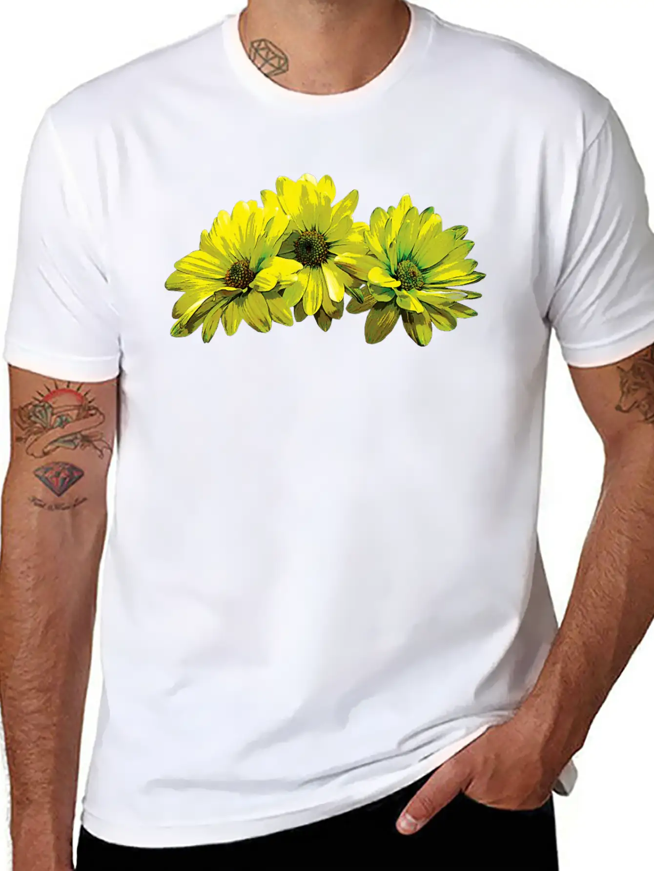 Three Yellow Daisies Essential Cotton Tee For Daily Outfits – Unisex Style