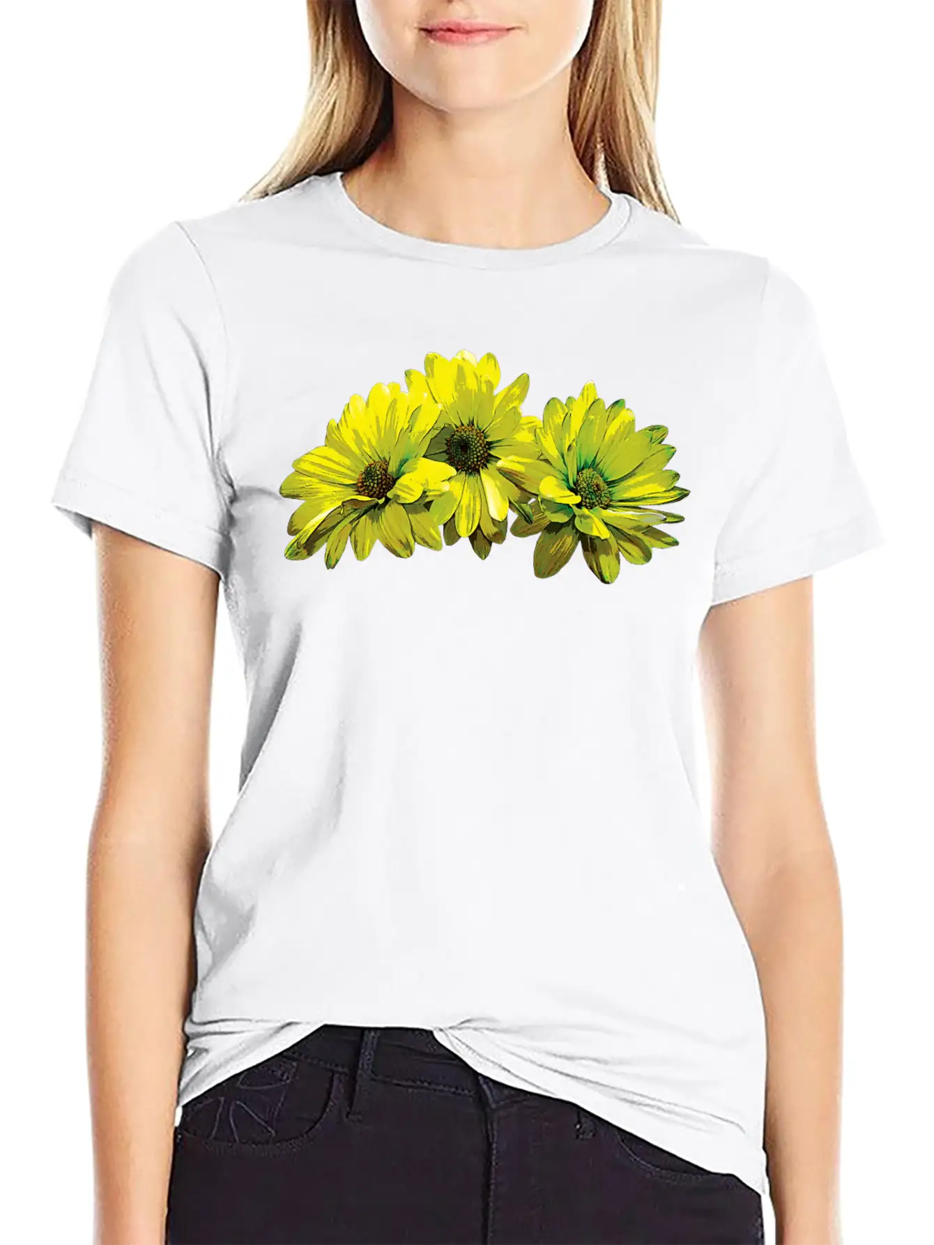 Three Yellow Daisies Essential Cotton Tee For Daily Outfits – Unisex Style