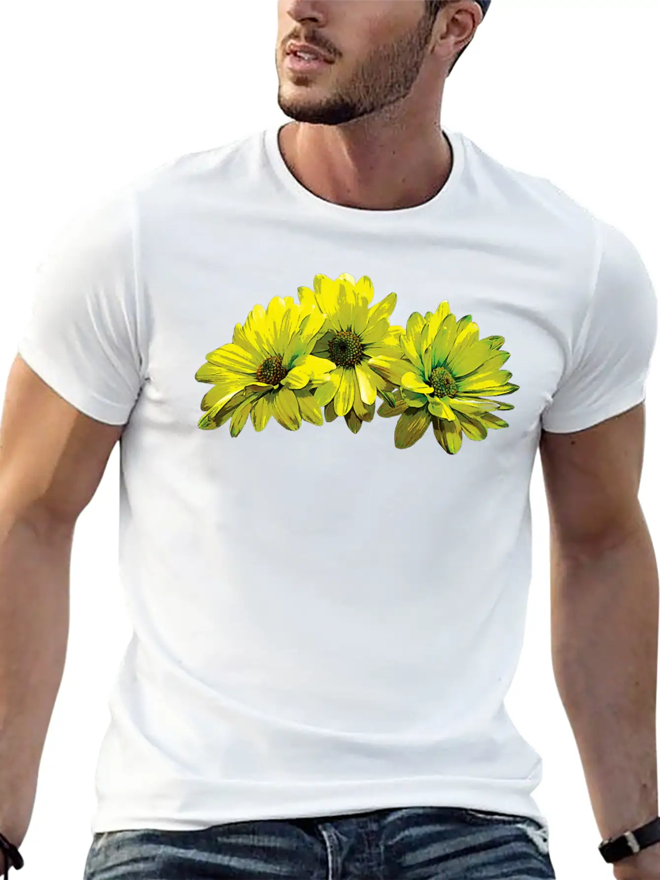 Three Yellow Daisies Essential Cotton Tee For Daily Outfits – Unisex Style