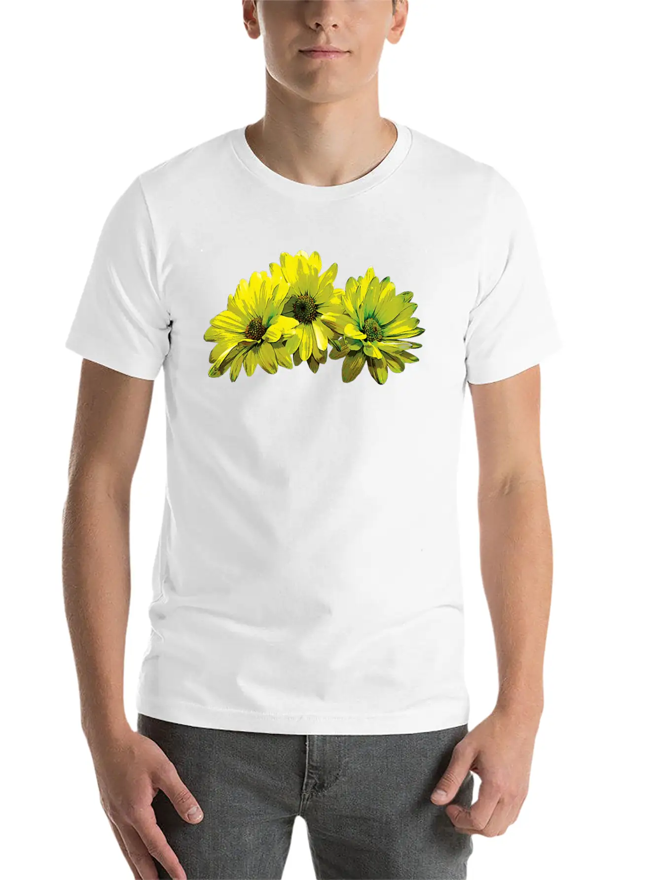 Three Yellow Daisies Essential Cotton Tee For Daily Outfits – Unisex Style