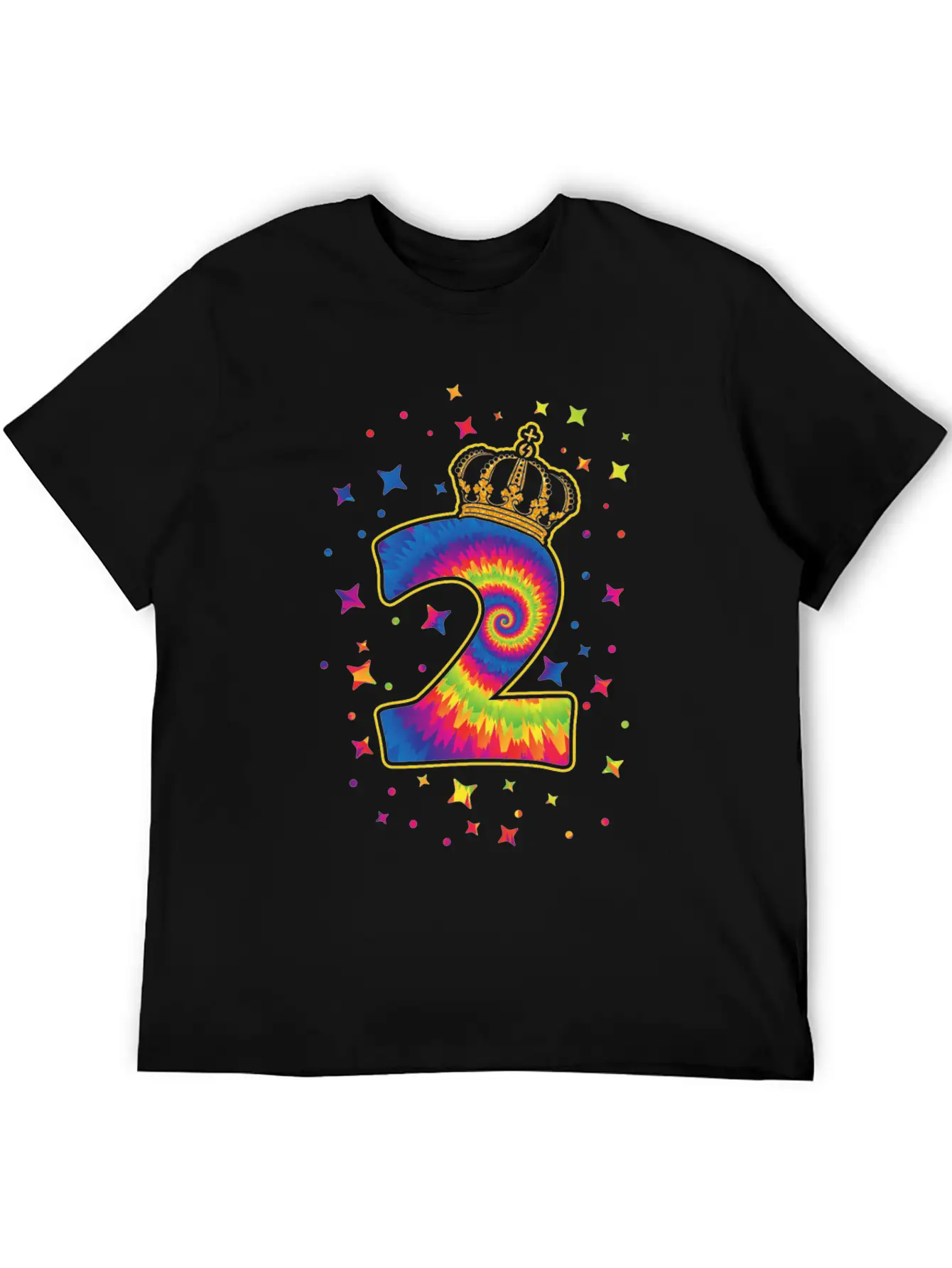 Tie-dye 2nd Birthday Party 2 Years Old Celebrant Basic Graphic T-Shirt – Daily Comfort In Soft Cotton