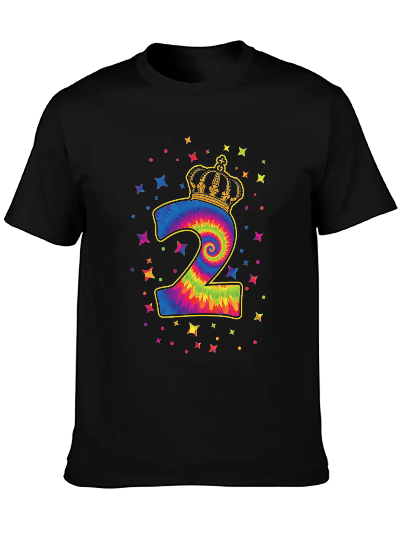 Tie-dye 2nd Birthday Party 2 Years Old Celebrant Basic Graphic T-Shirt – Daily Comfort In Soft Cotton